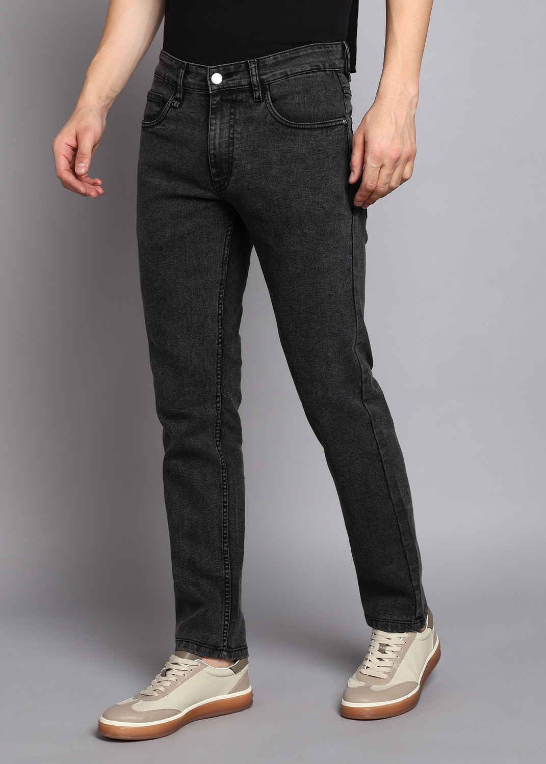 Image of Roadster Men Slim Mid Rise Black Jeans