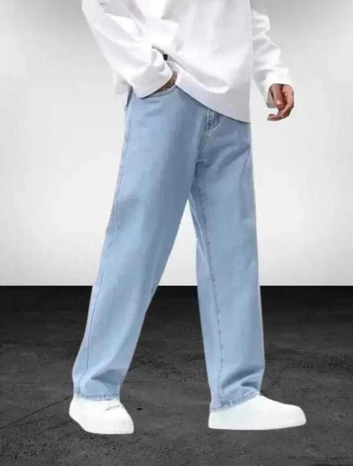Image of LOOKONCE Loose Fit Men Light Blue Jeans