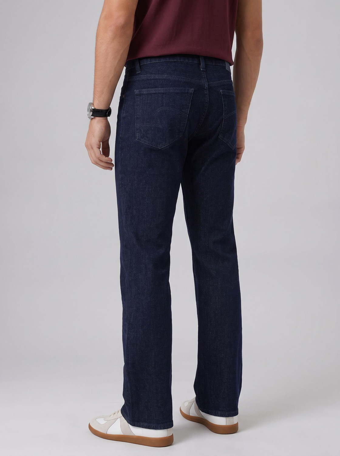 Image of Spykar Men Boot-Leg Mid Rise Dark Blue Jeans