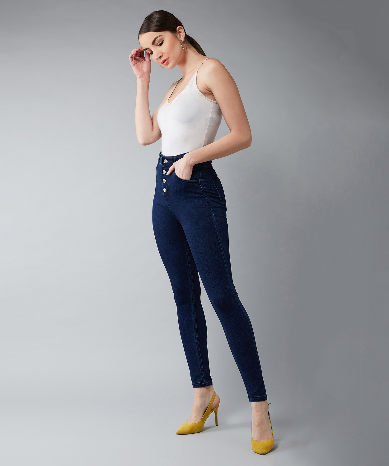 Image of Miss Chase Skinny Women Dark Blue Jeans