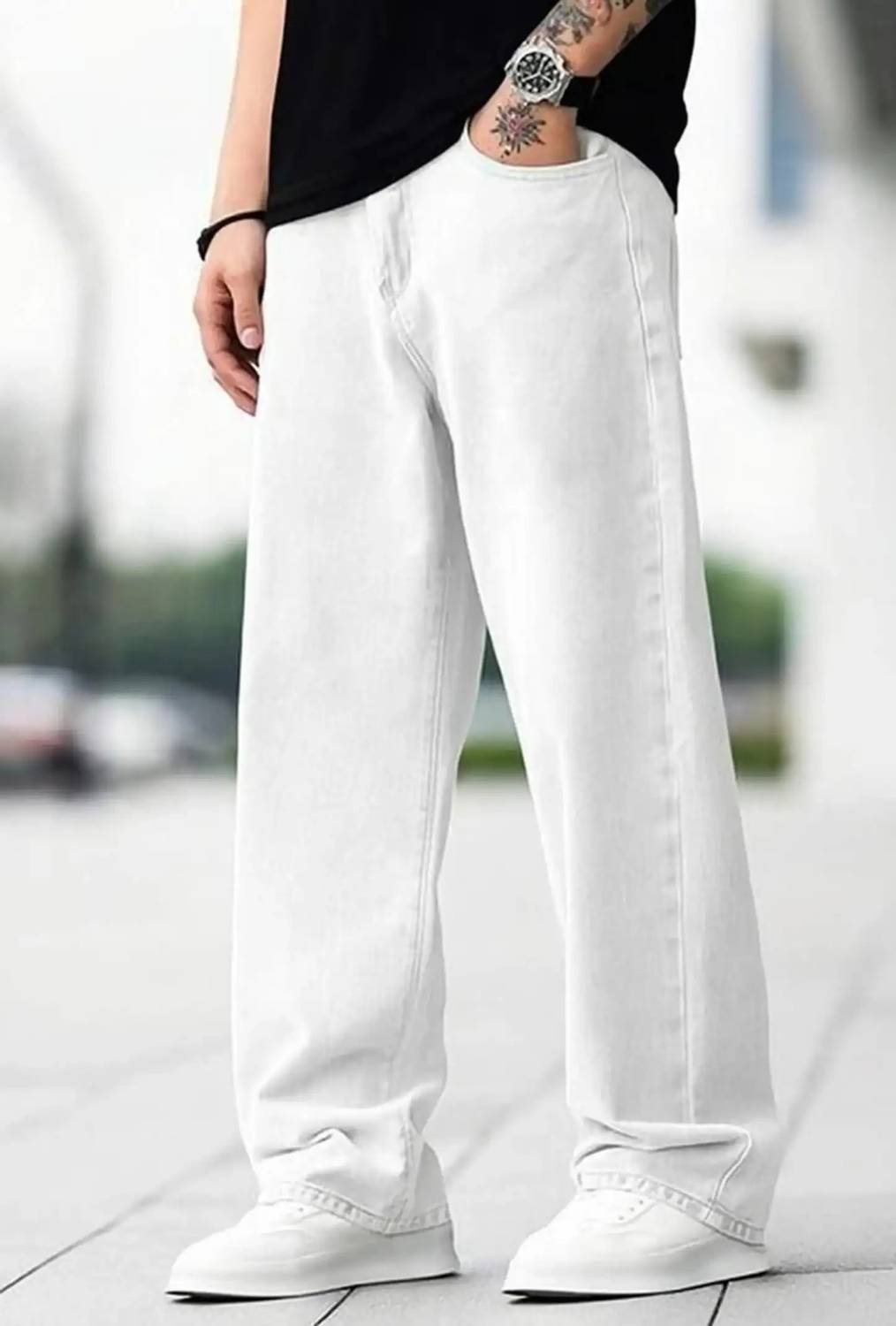 Denim Life Loose Fit Men White Jeans - Image 1