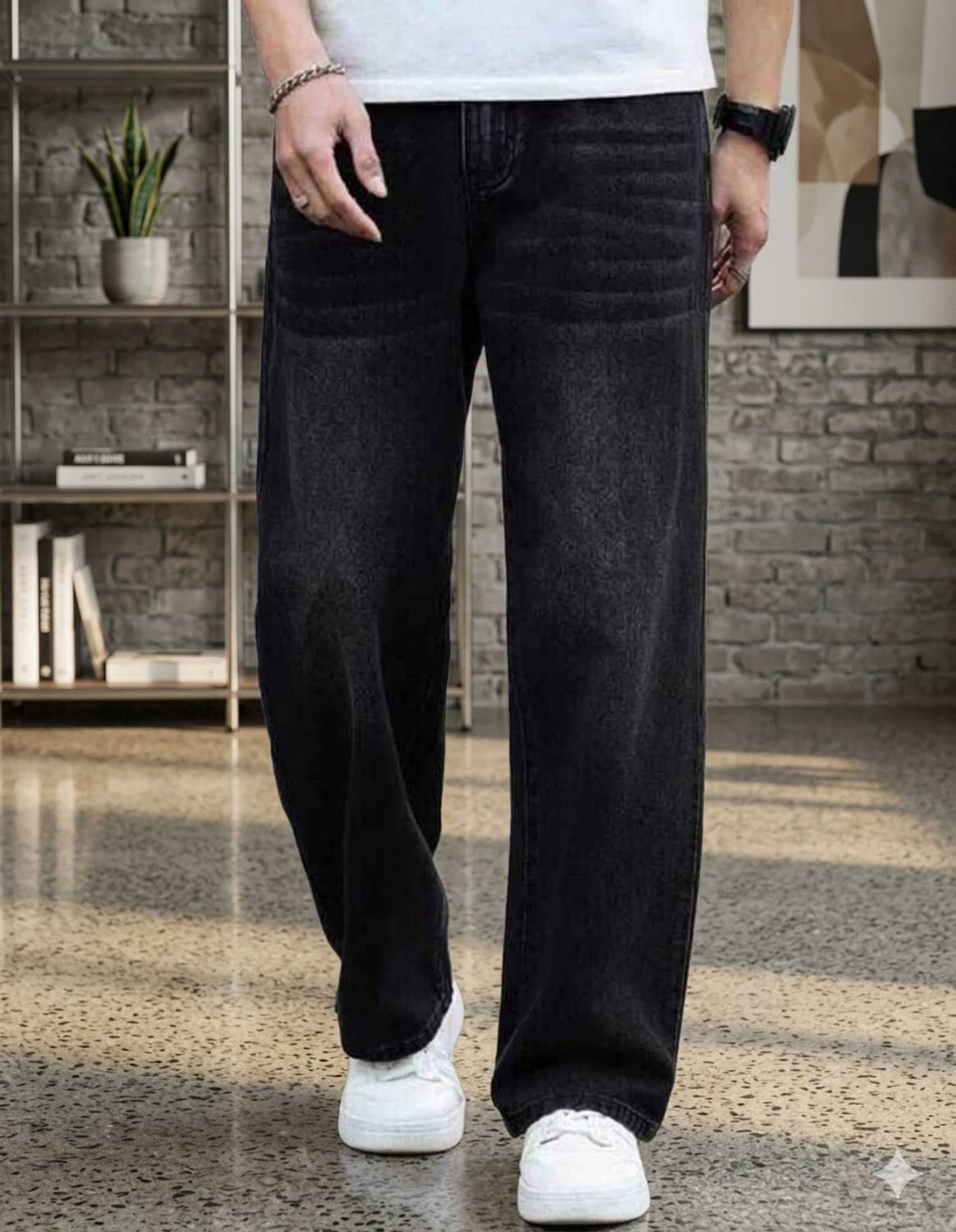 RKDENIM Wide Leg Men Black Jeans - Image 1