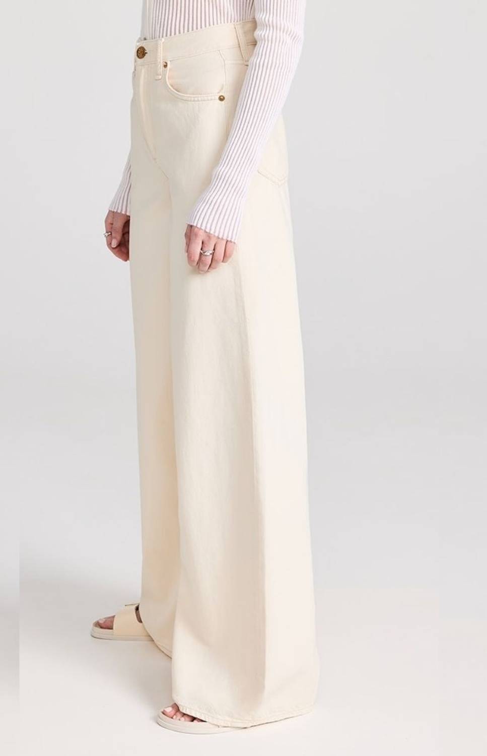 YAMEETINDIA Wide Leg Beige Jeans - Image 3