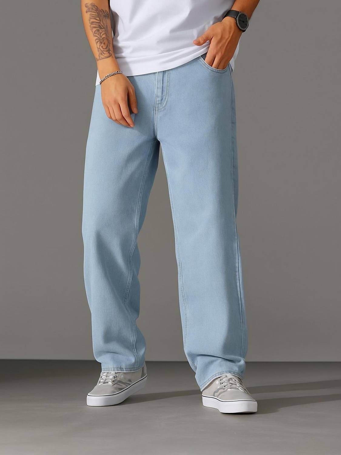 LEVORCE Loose Fit Men Light Blue Jeans