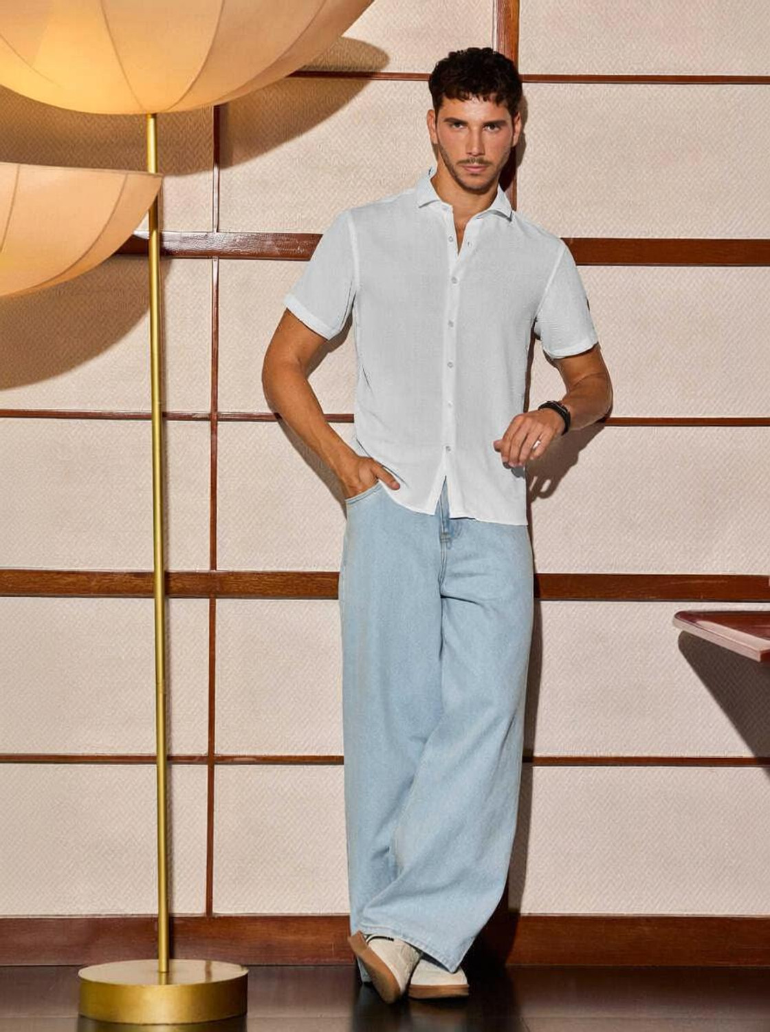Image of LEVORCE Loose Fit Men Light Blue Jeans