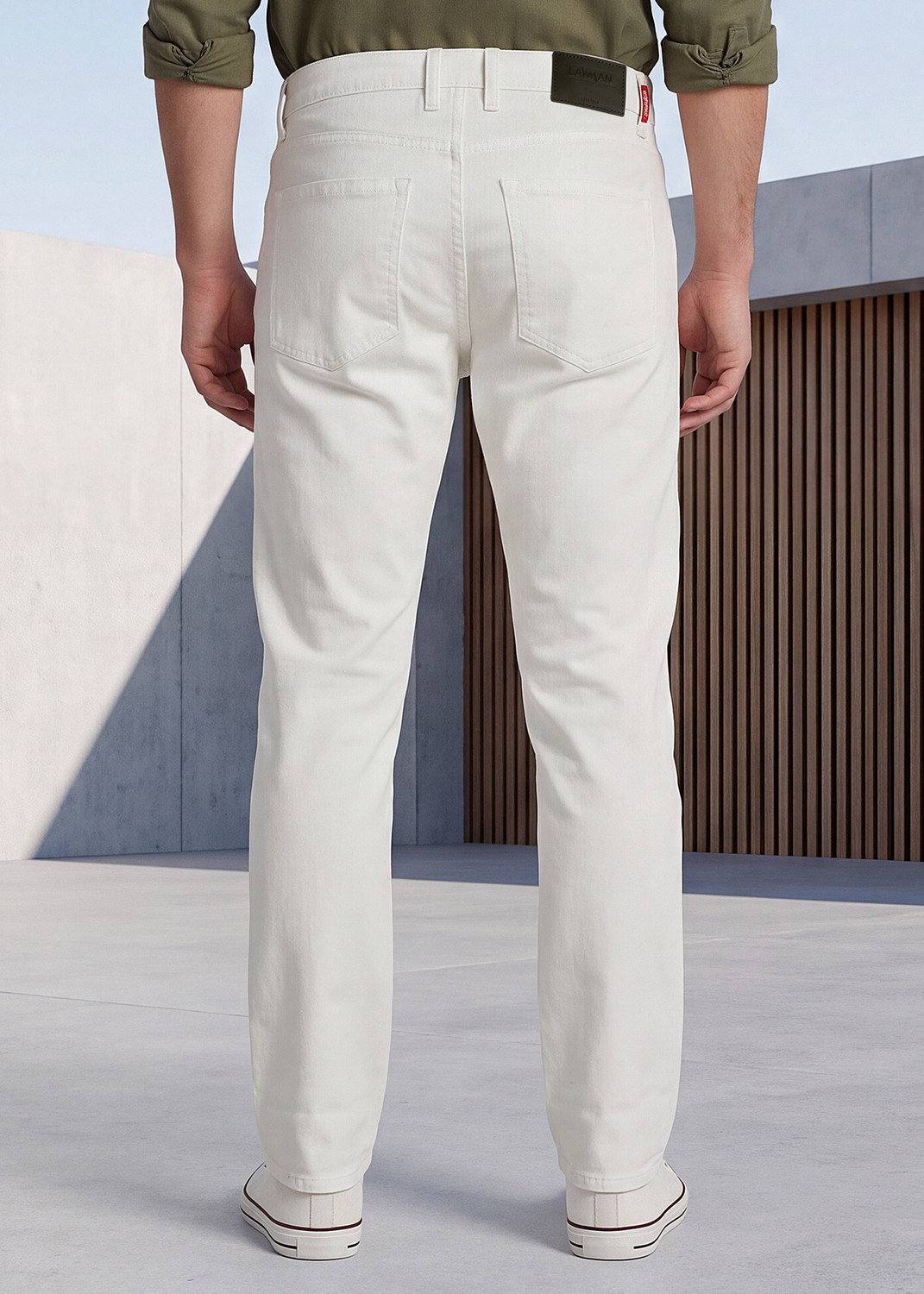 Image of LAWMAN Straight Fit Men White Jeans