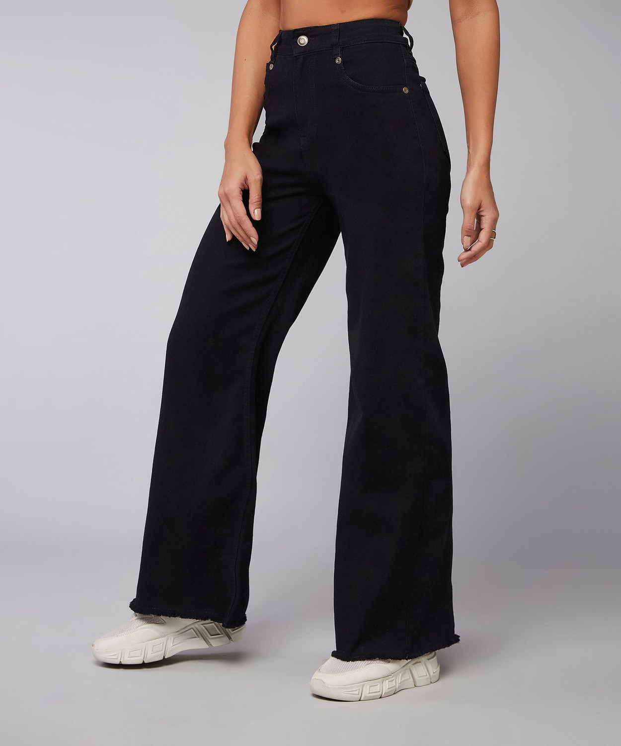 Image of DOLCE CRUDO Flared Women Black Jeans