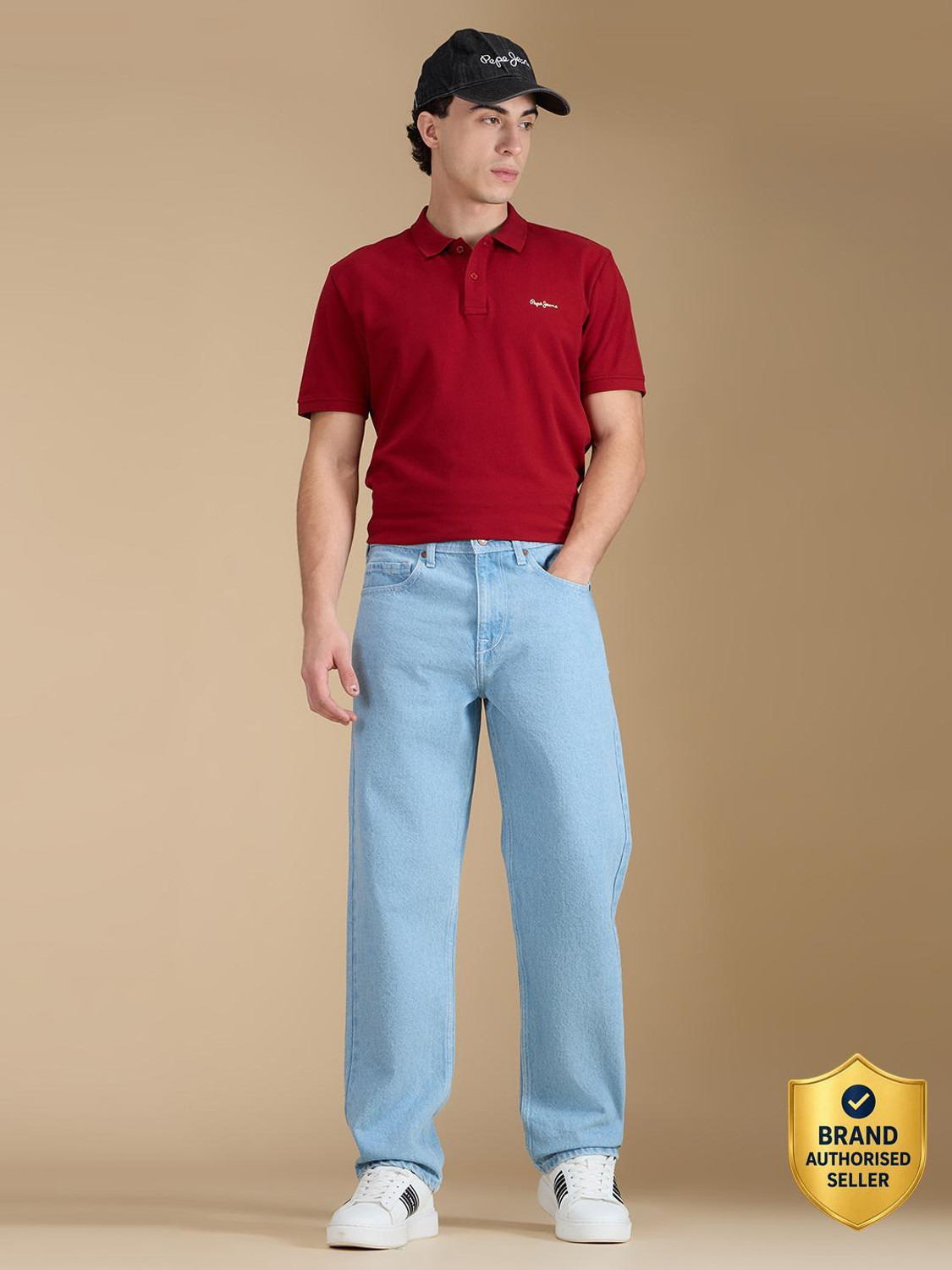 Image of Pepe Jeans Men Relaxed Fit Mid Rise Light Blue Jeans