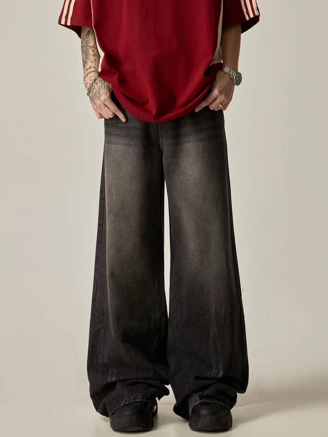 sky collection Wide Leg Men Black Jeans - Image 5