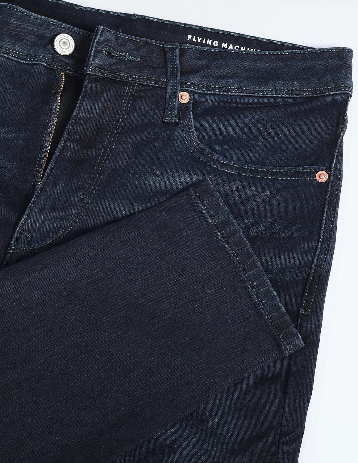 Image of FLYING MACHINE Tapered Fit Men Dark Blue Jeans