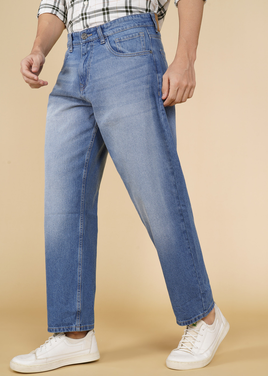 Image of WROGN Loose Fit Men Blue Jeans