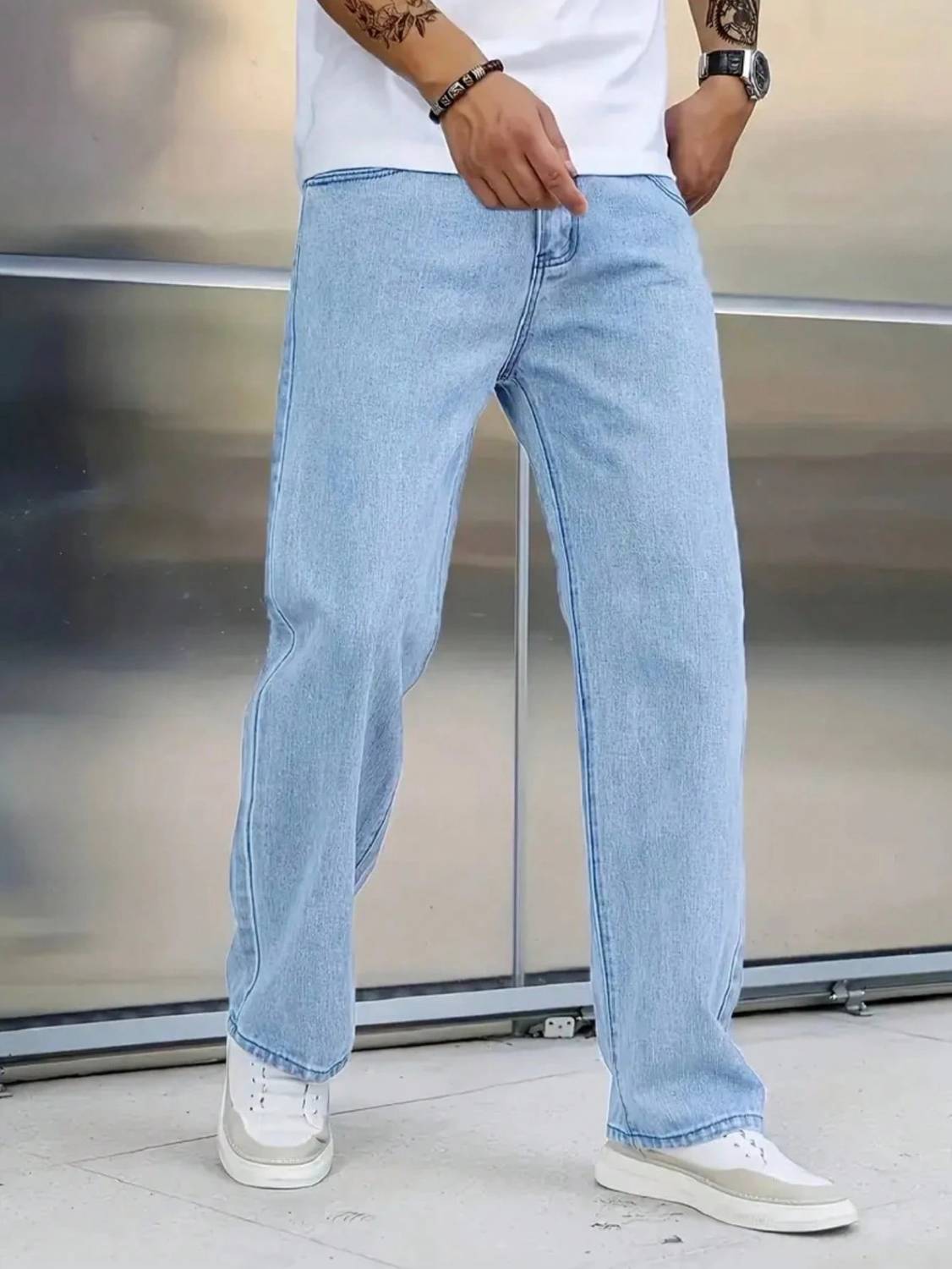 HEADSTER Men Light Blue Jeans Relaxed Fit - Image 1