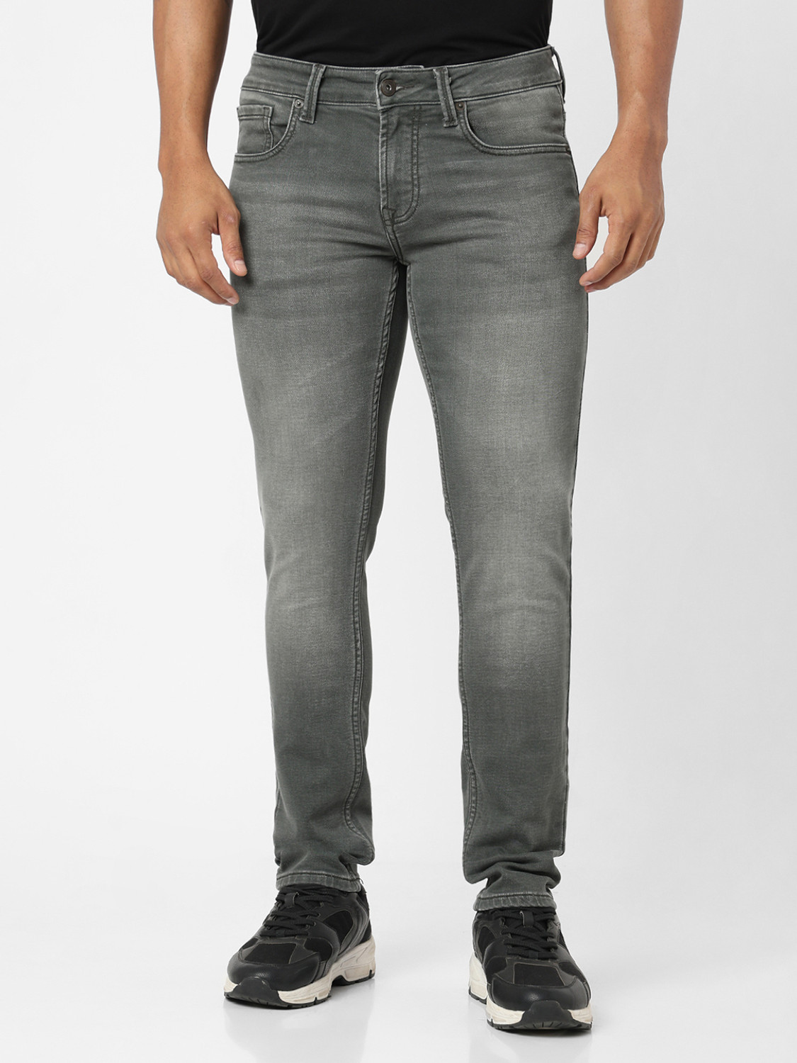 Image of Spykar Slim Men Grey Jeans