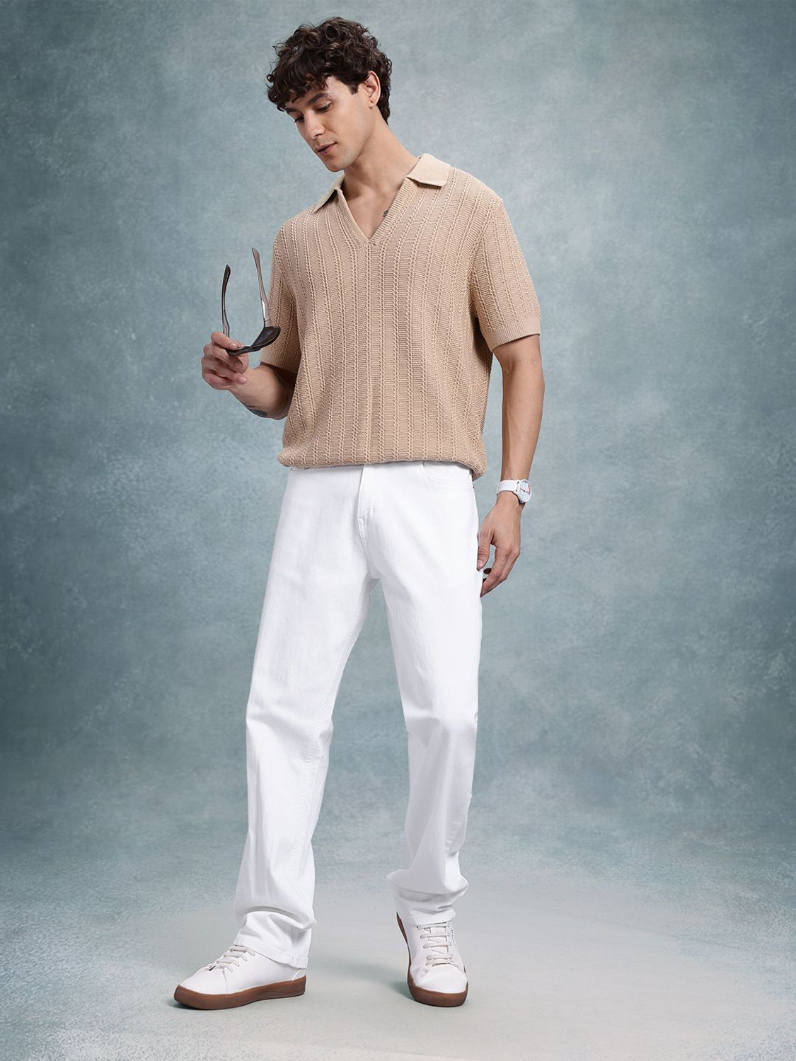 Image of Roadster Straight Fit Men White Jeans