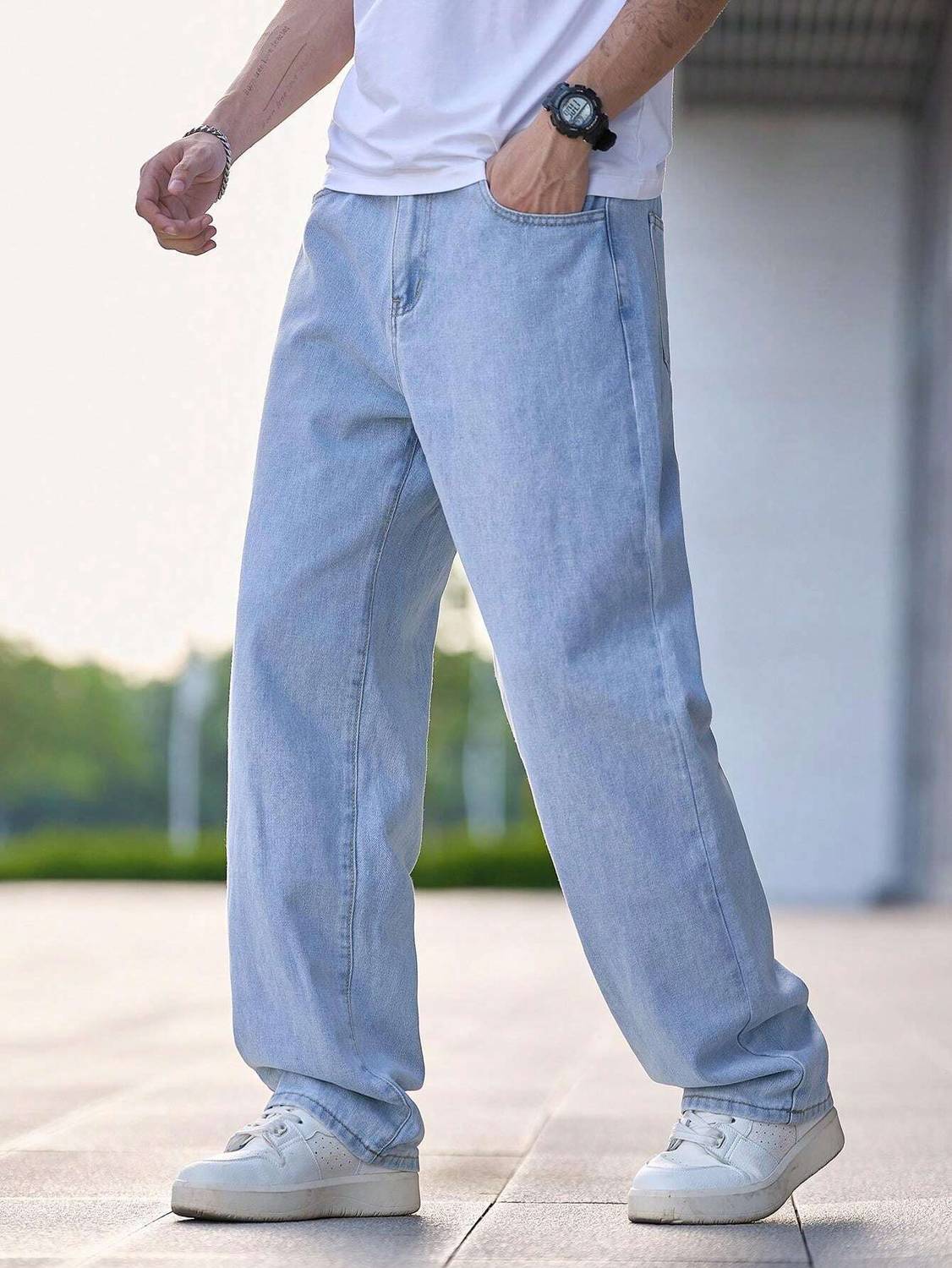 DENIM4MEN Straight Fit Light Blue Jeans - Image 1