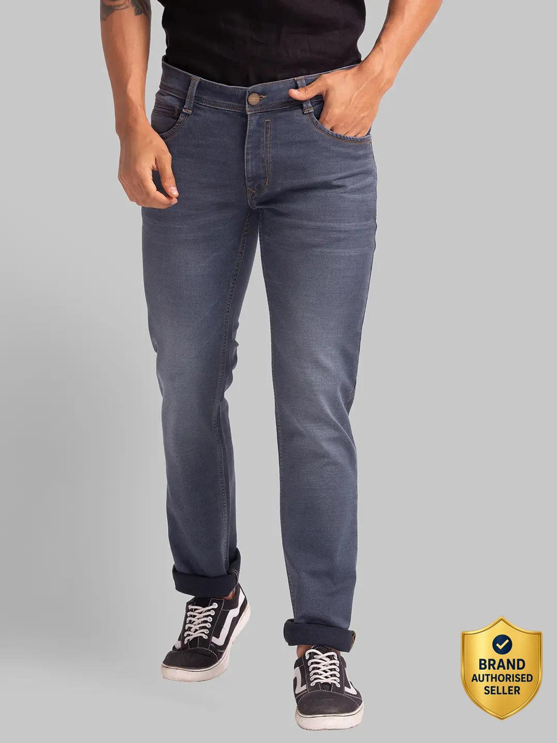 Image of PARX Men Skinny Mid Rise Grey Jeans