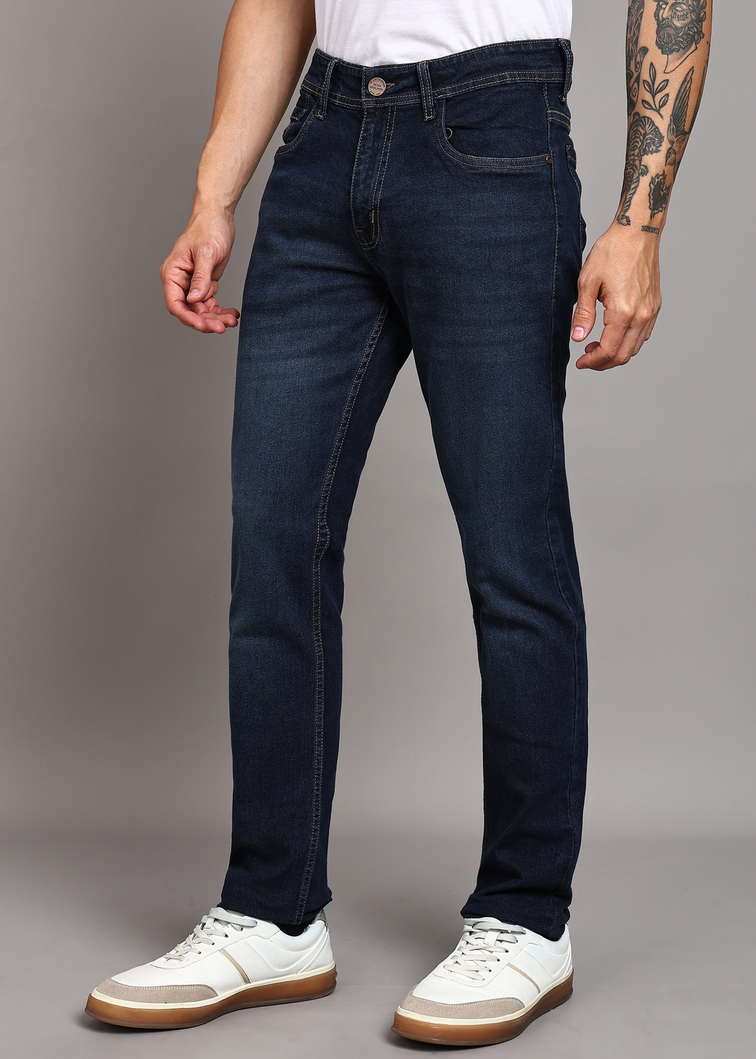 Image of PETER ENGLAND Men Regular Mid Rise Blue Jeans
