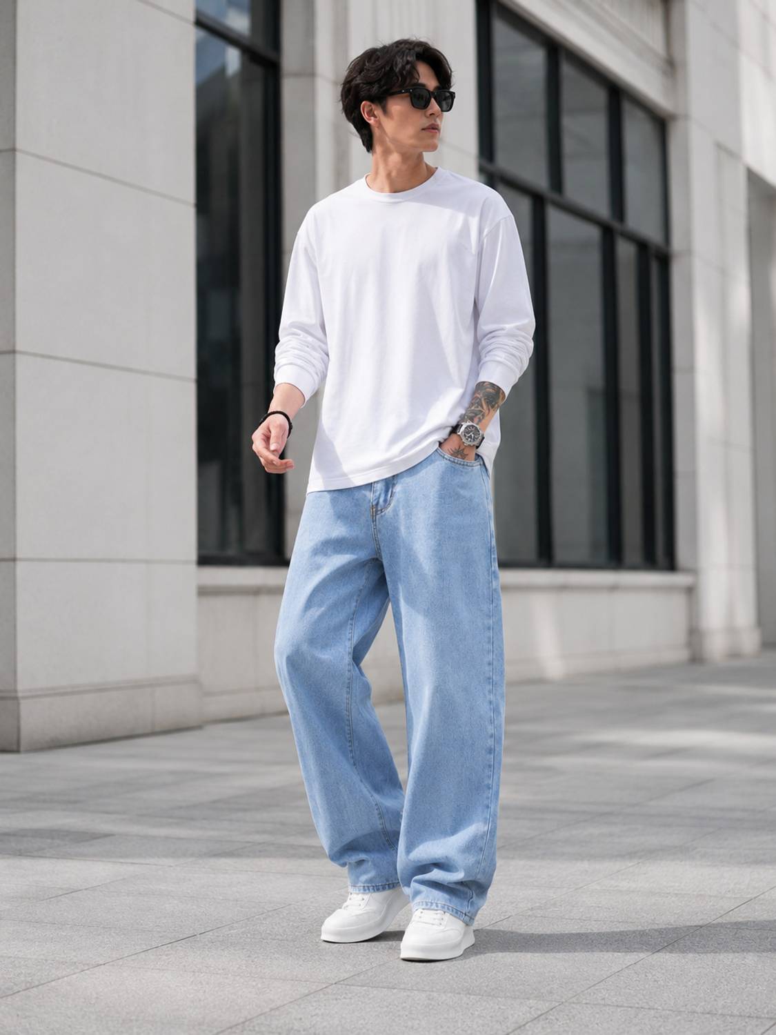 GARTEEN Loose Fit Men Light Blue Jeans - Image 5