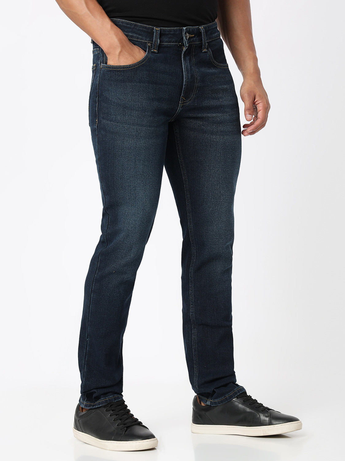 Image of Spykar Regular Men Dark Blue Jeans