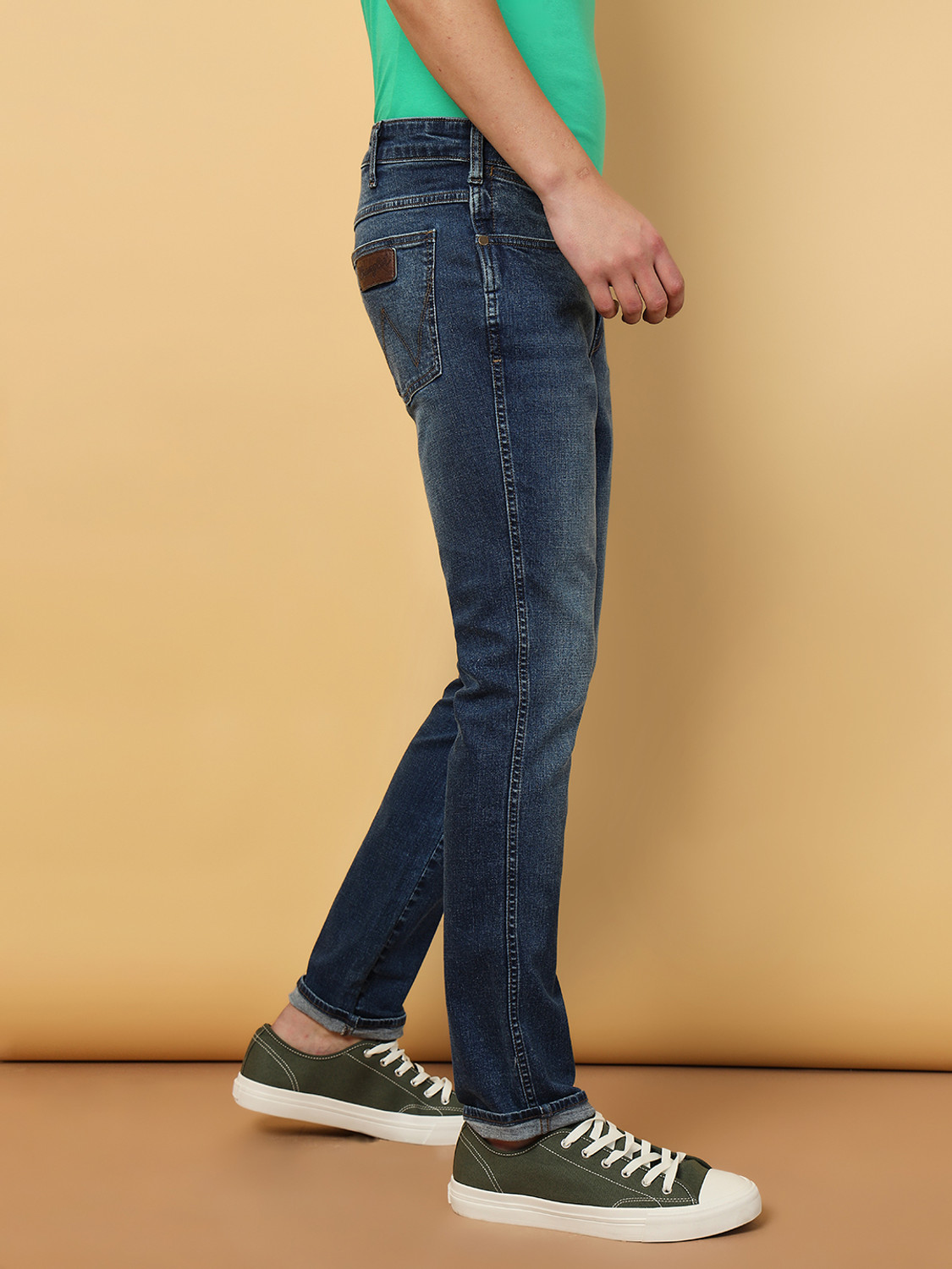 Image of Wrangler Slim Men Dark Blue Jeans
