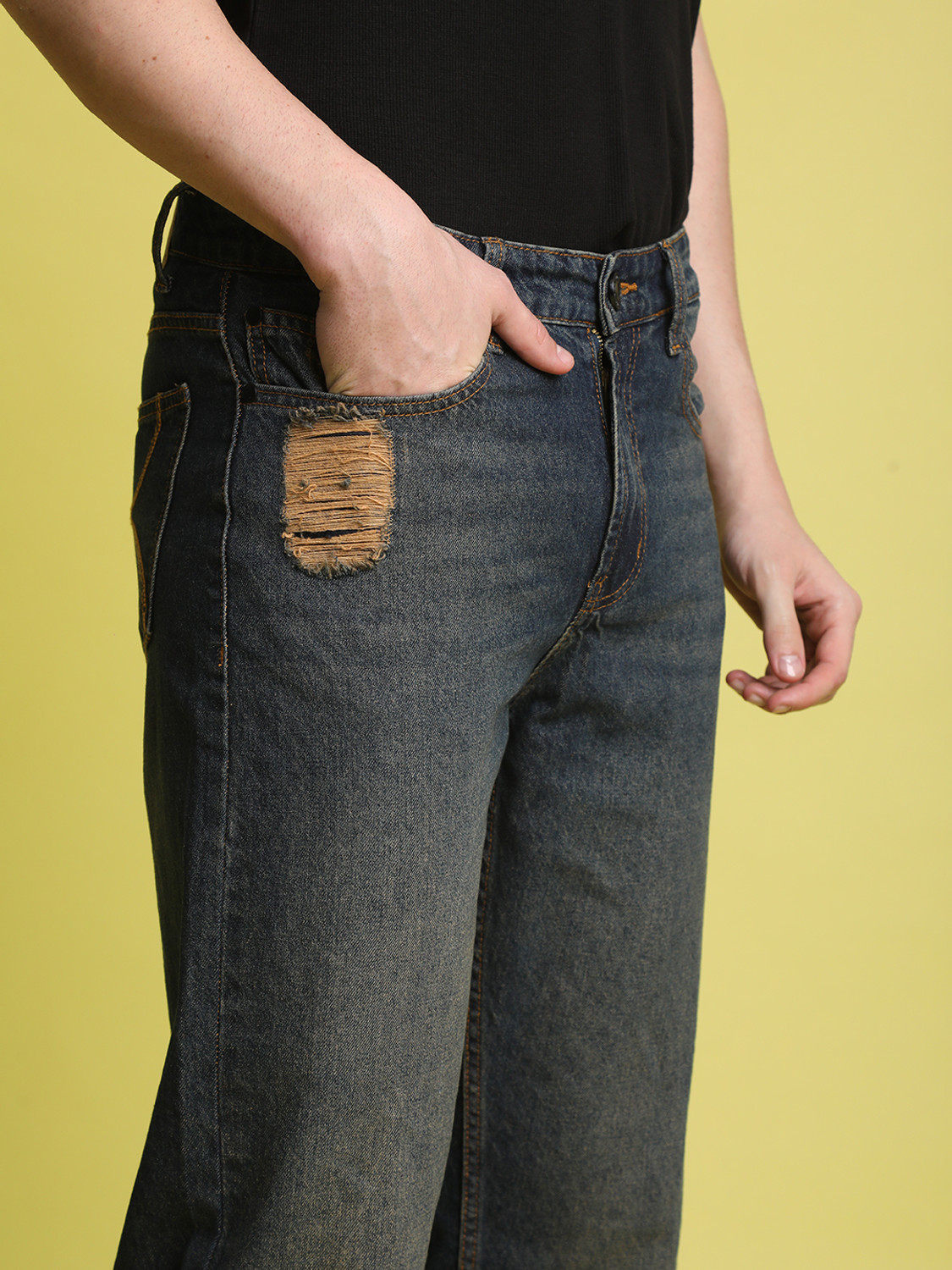 Image of Bene Kleed Straight Fit Men Blue Jeans