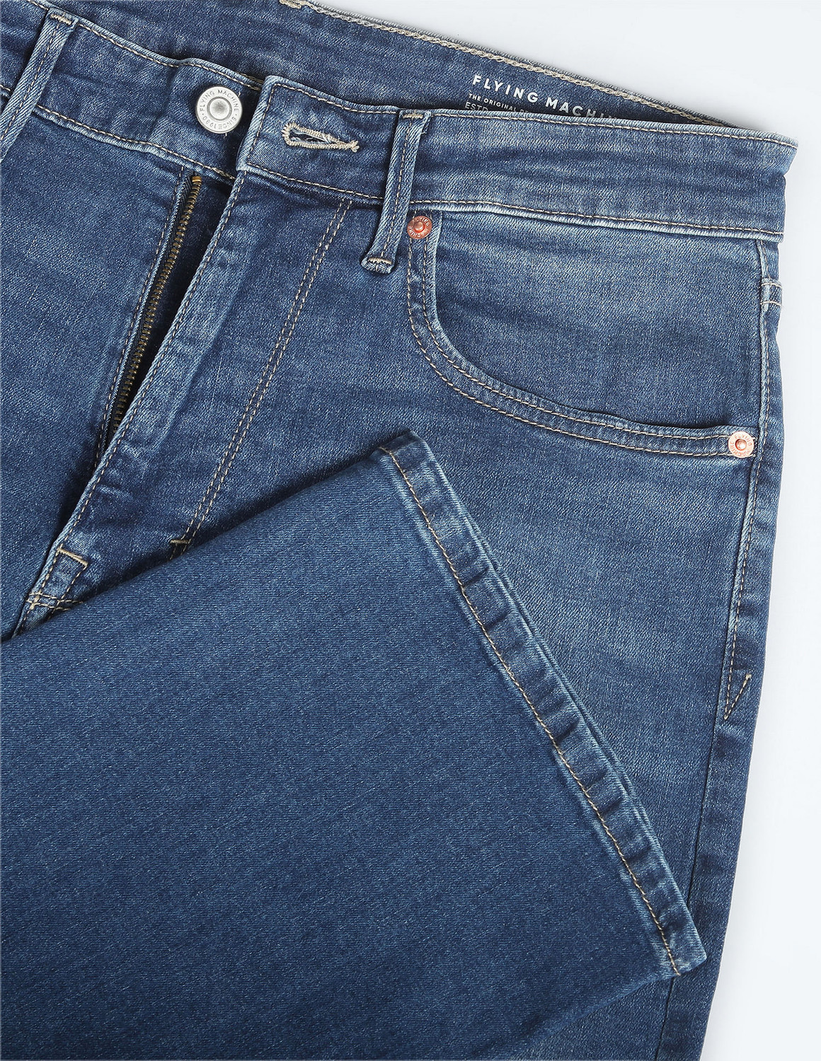 Image of FLYING MACHINE Boot-Leg Men Blue Jeans