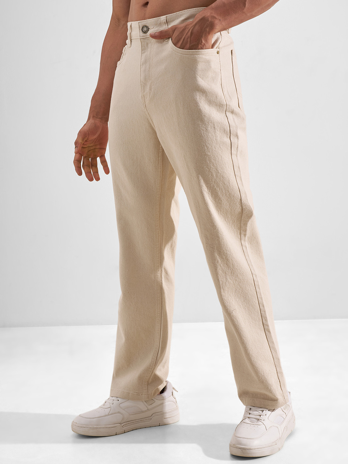 Image of HIGHLANDER Straight Fit Men Beige Jeans