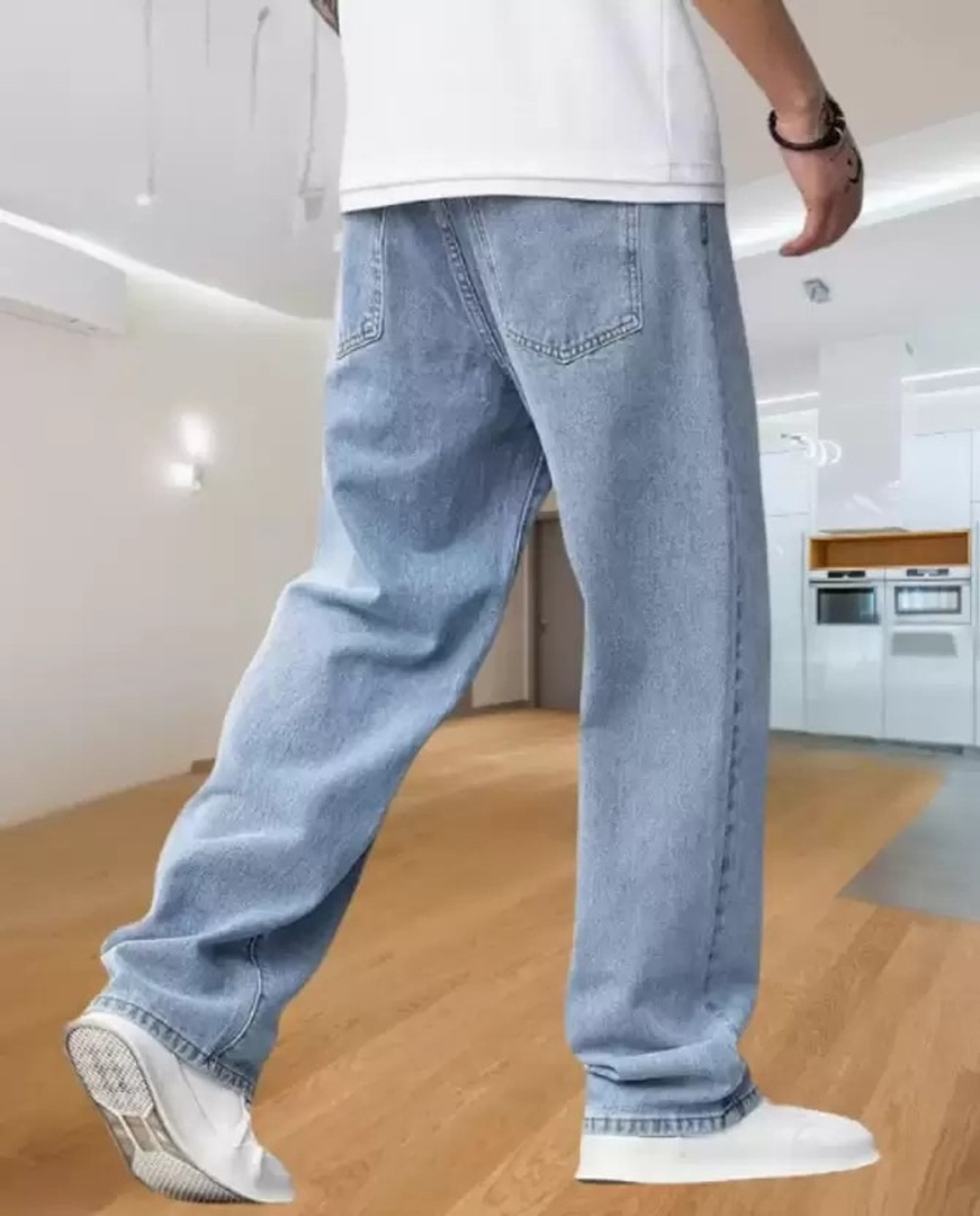 Image of Playfeel Loose Fit Men Light Blue Jeans
