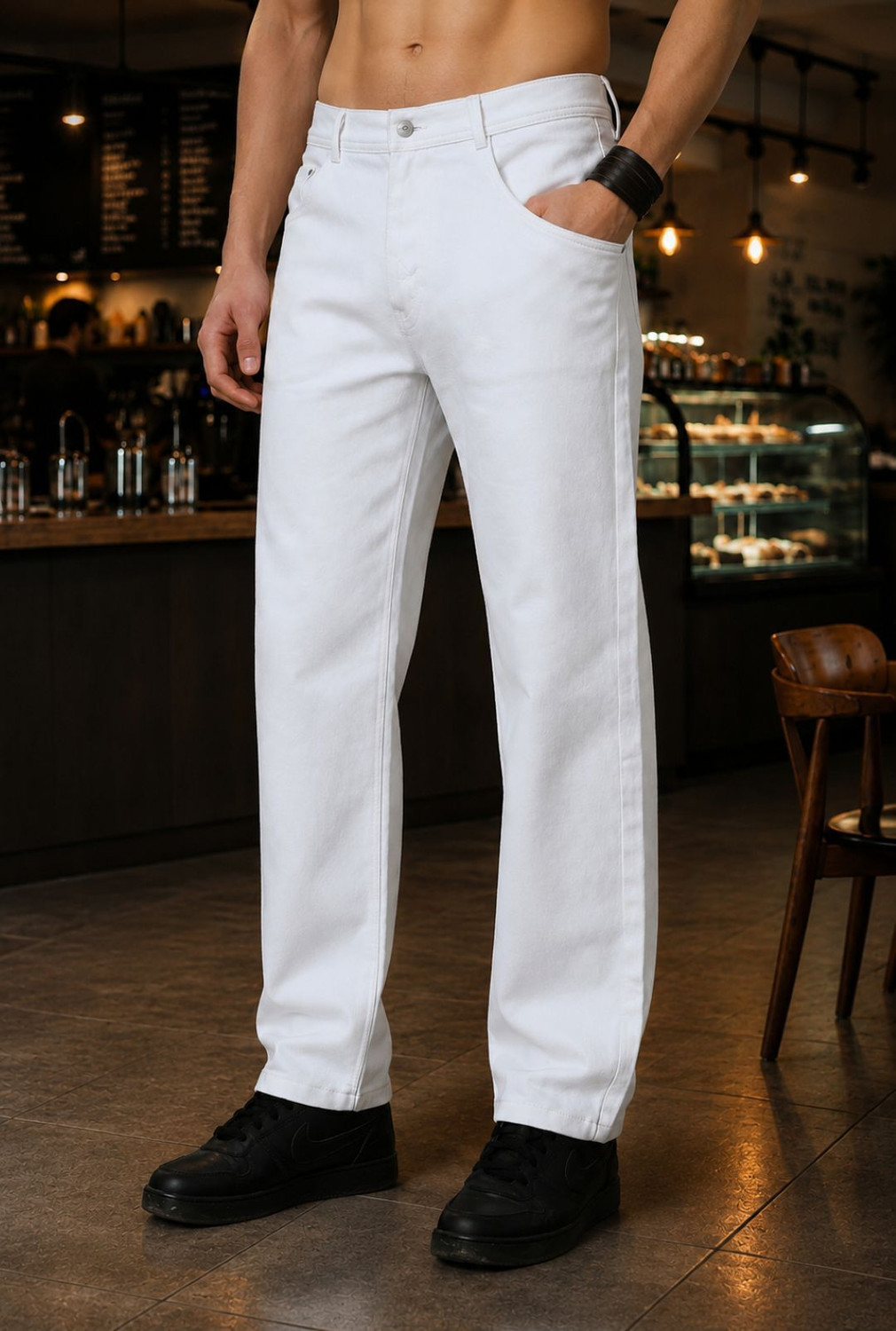 Image of Mast & Harbour Regular Men White Jeans
