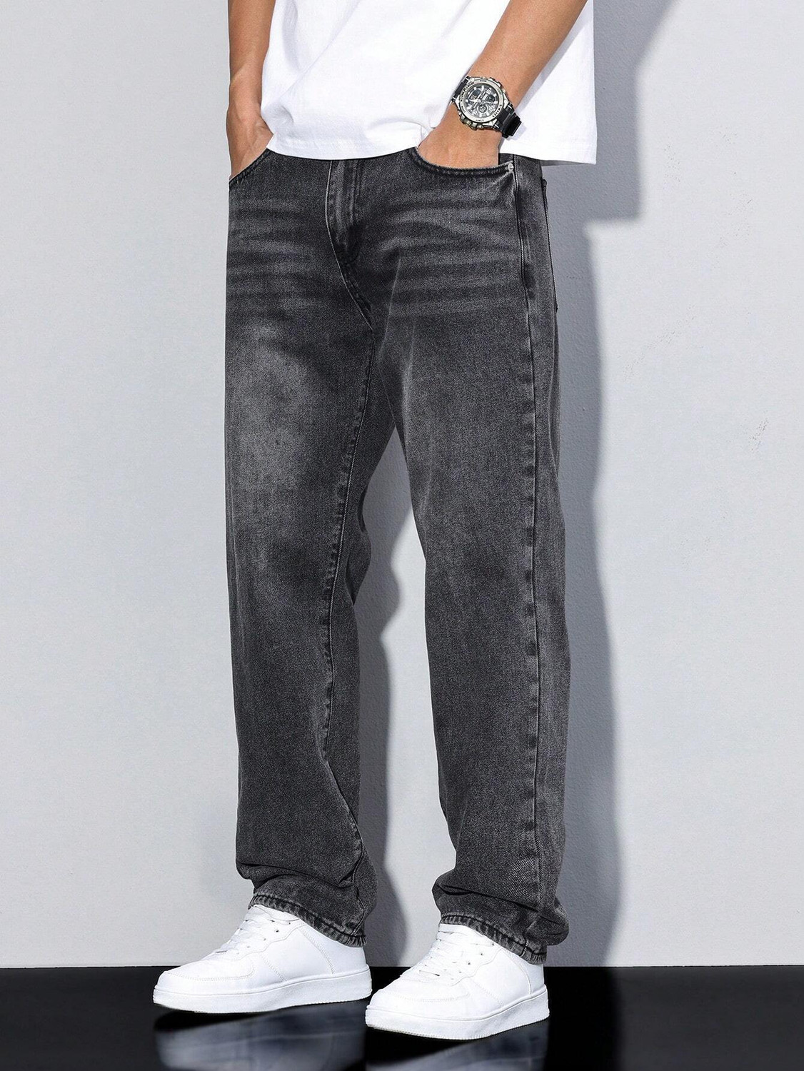Image of DENIM LOOK Loose Fit Men Dark Grey Jeans