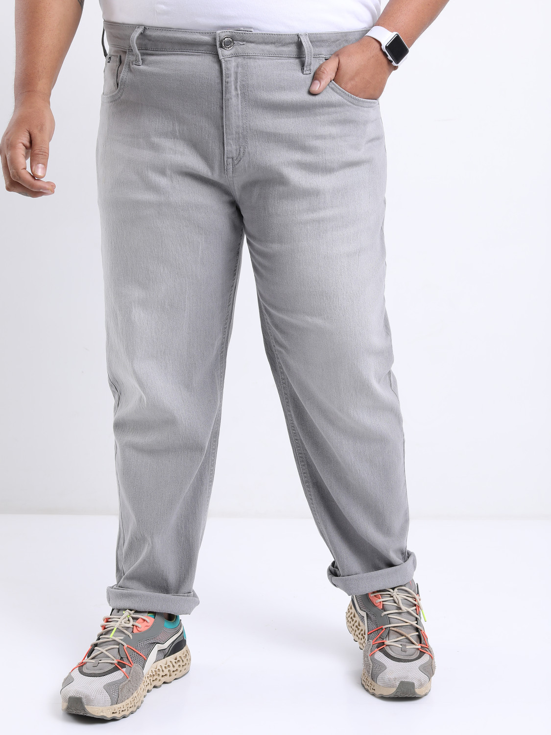 Image of HIGHLANDER Plus Size Regular Men Grey Jeans