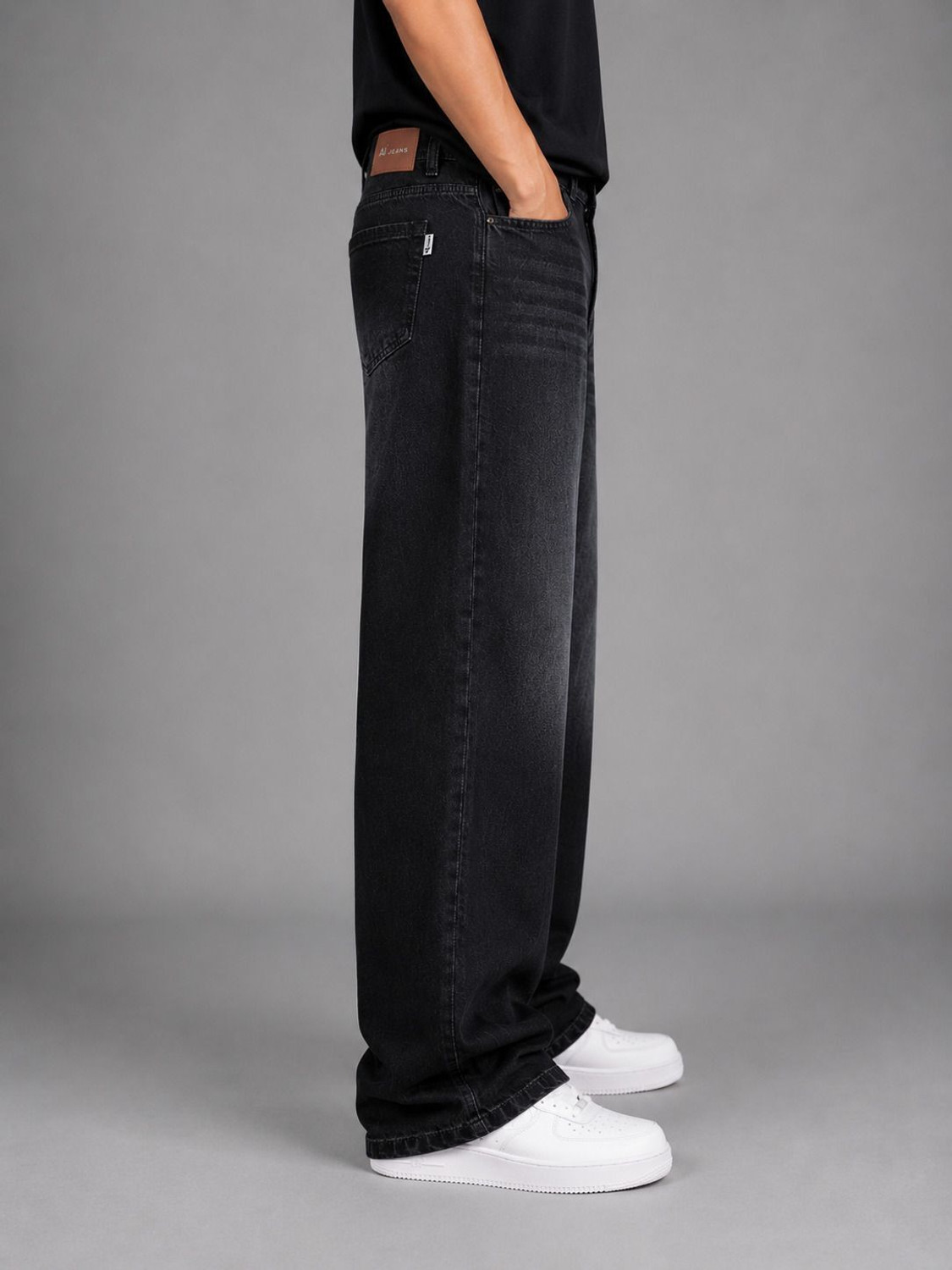 Image of AJJ Straight Fit Men Black Jeans