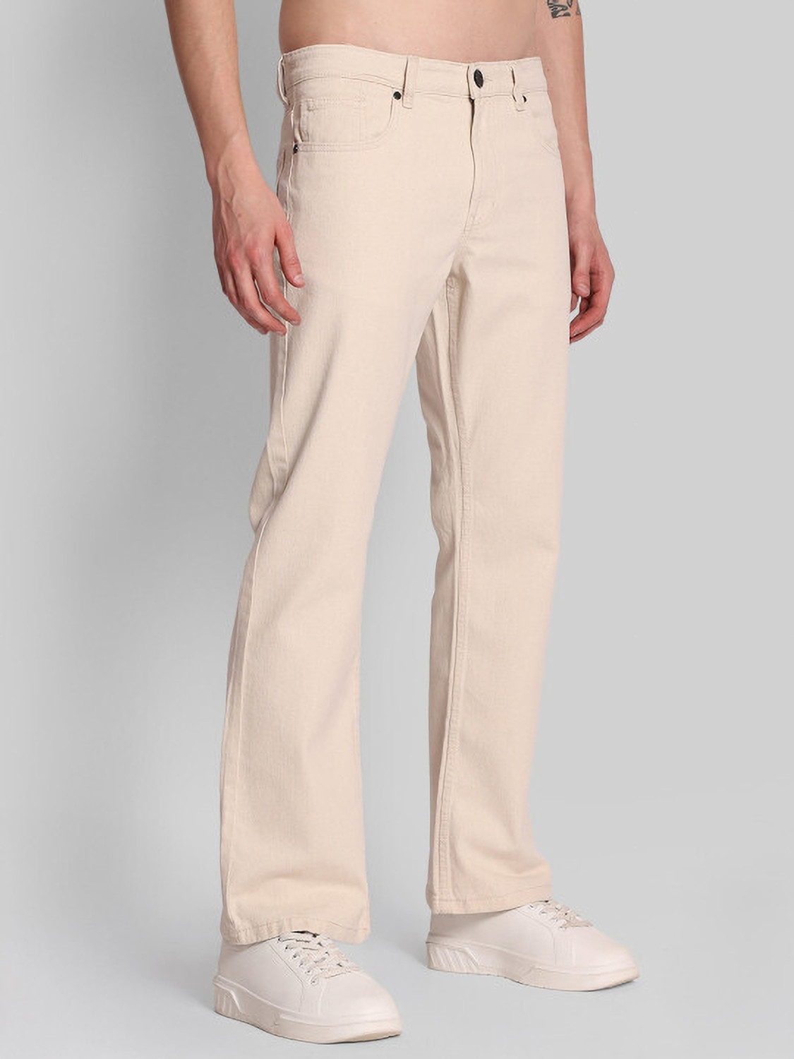 Image of Bene Kleed Boot-Leg Men Beige Jeans
