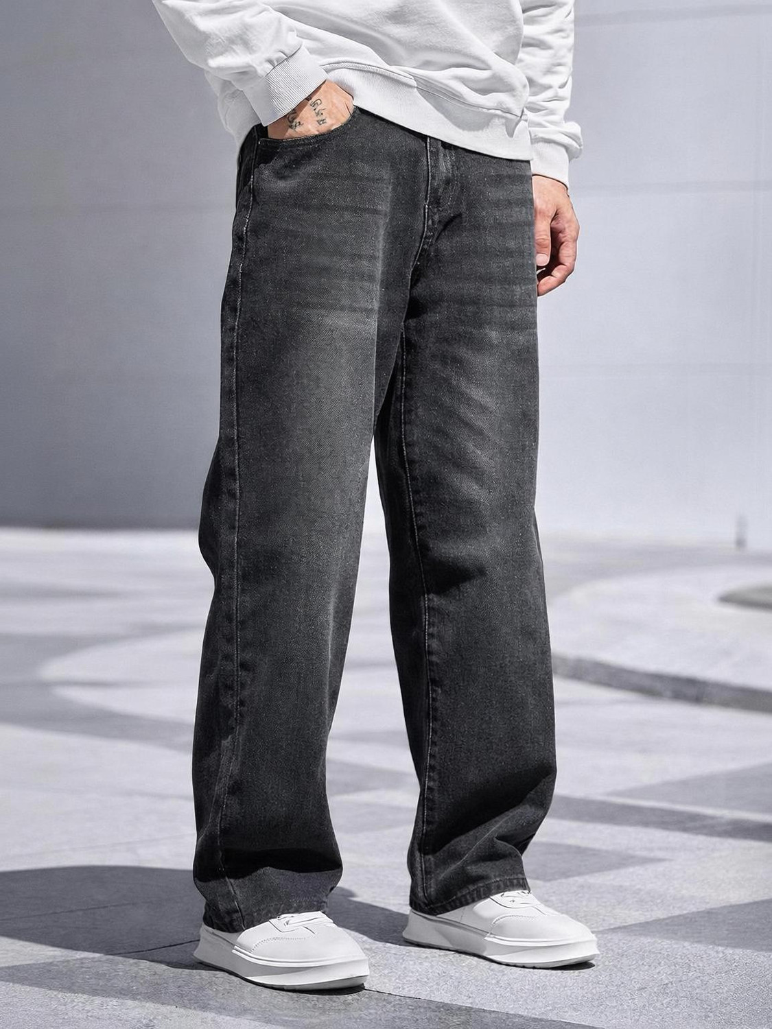 Image of ZARUME Loose Fit Men Grey Jeans