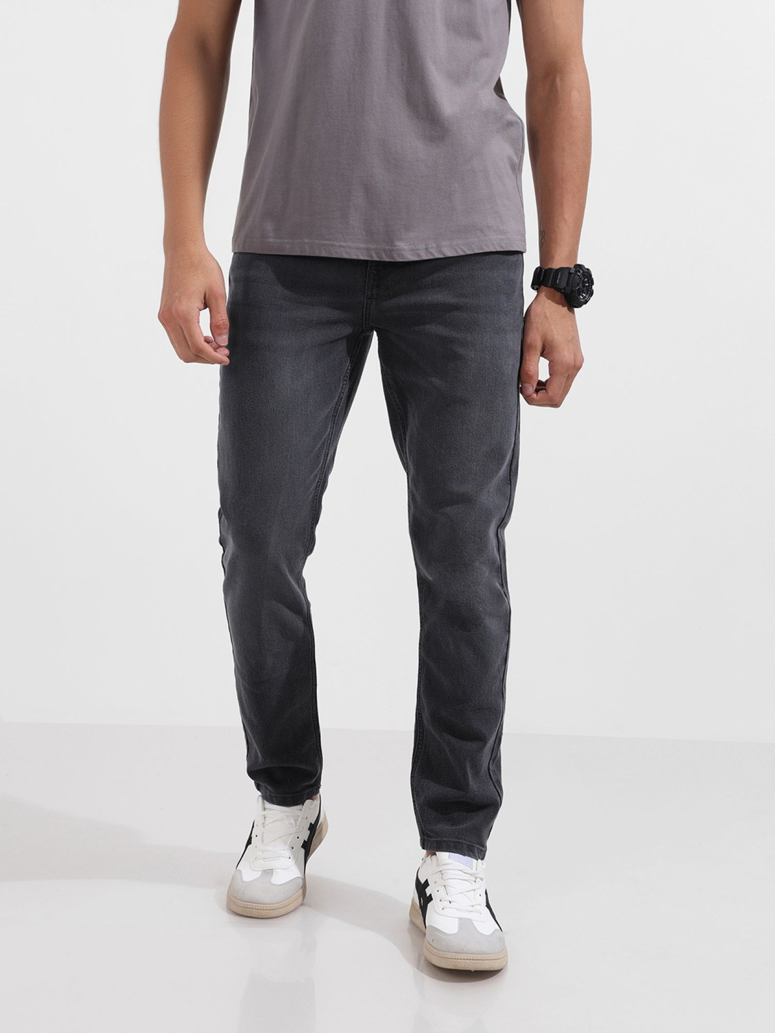 Image of The Indian Garage Co. Slim Men Grey Jeans