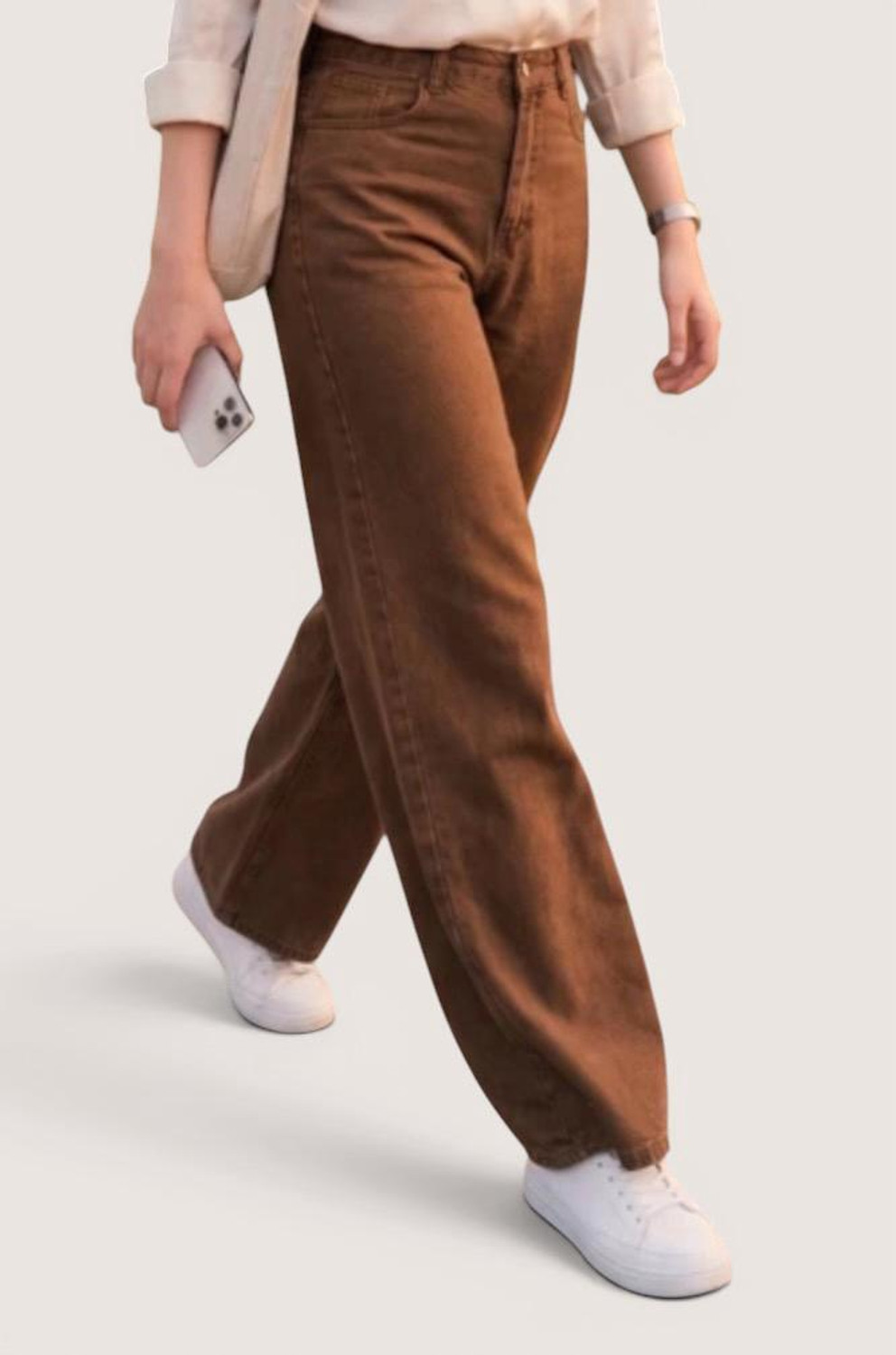 Image of Angelo Wide Leg Women Brown Jeans