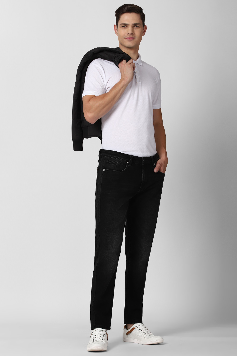 Image of PETER ENGLAND Tapered Fit Men Black Jeans