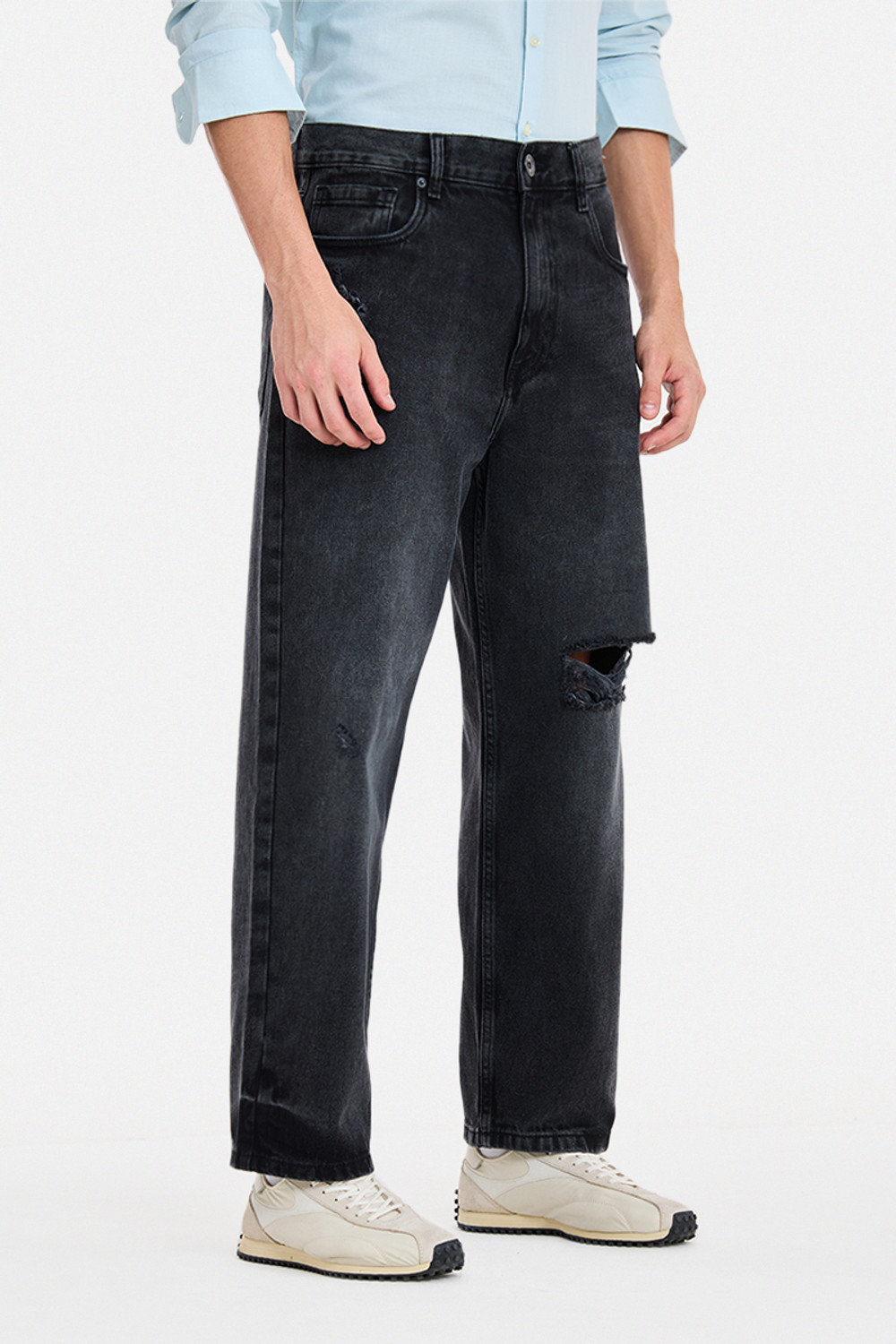 Image of Snitch Baggy Fit Men Dark Grey Jeans