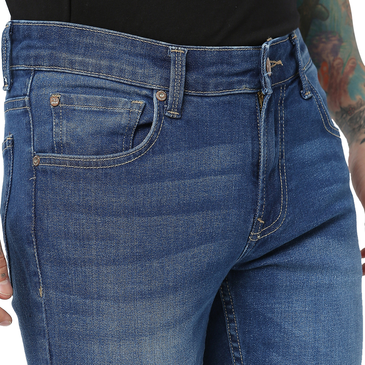 Image of Spykar Super Skinny Men Blue Jeans