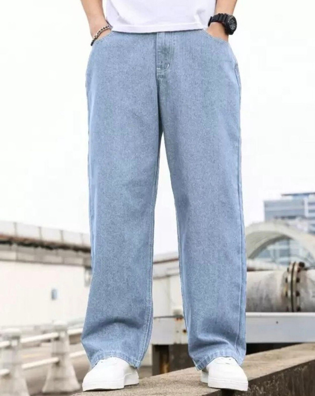 Image of SELL4U Straight Fit Men Light Blue Jeans