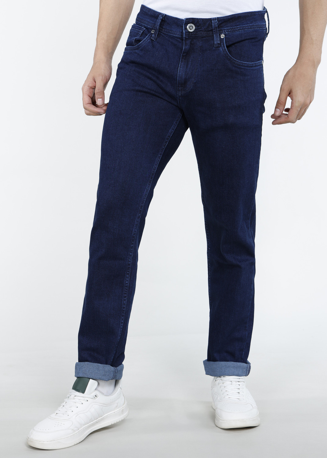 Image of INTEGRITI Men Slim Mid Rise Dark Blue Jeans