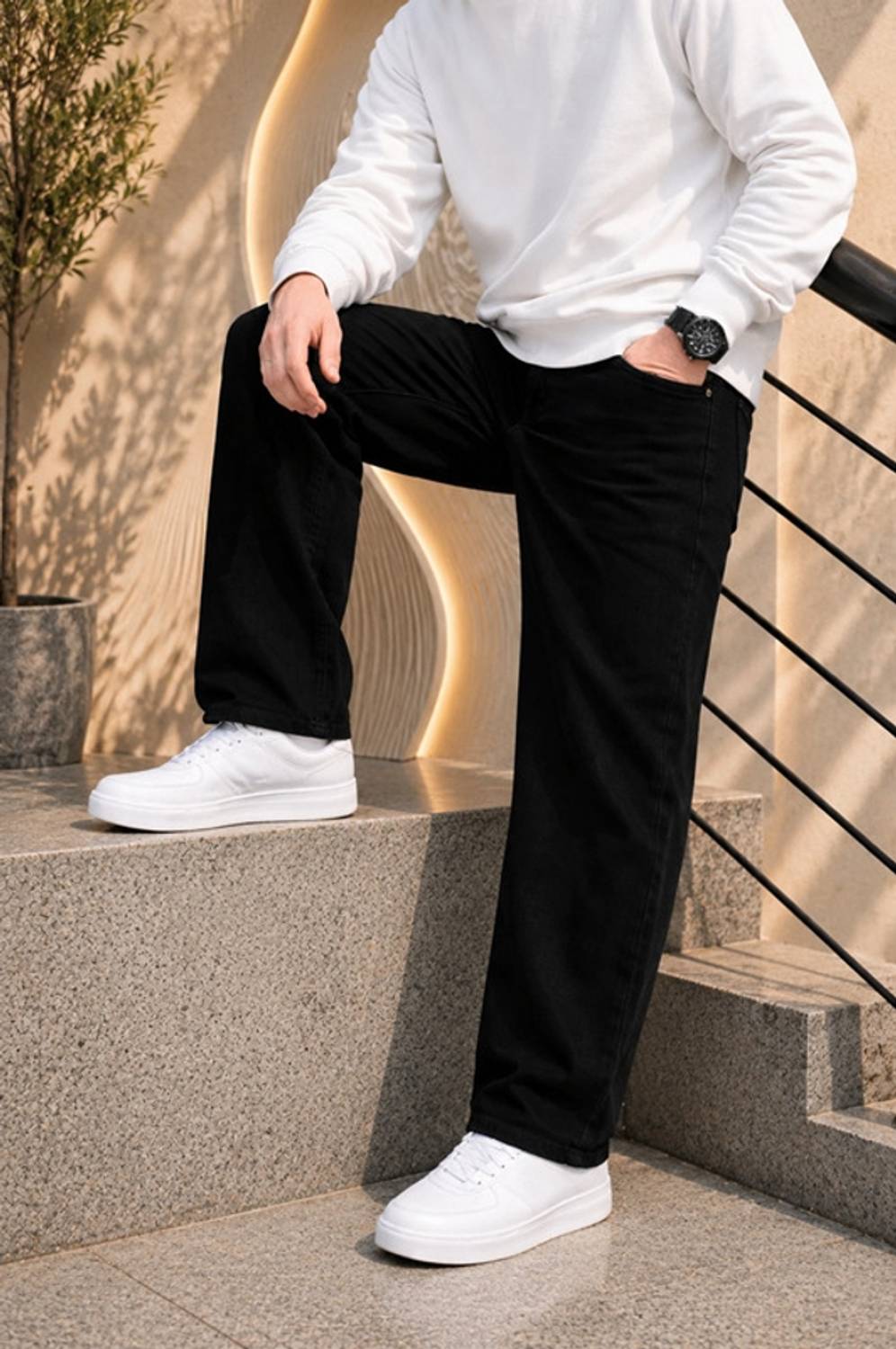 AzureAttire Straight Fit Men Black Jeans