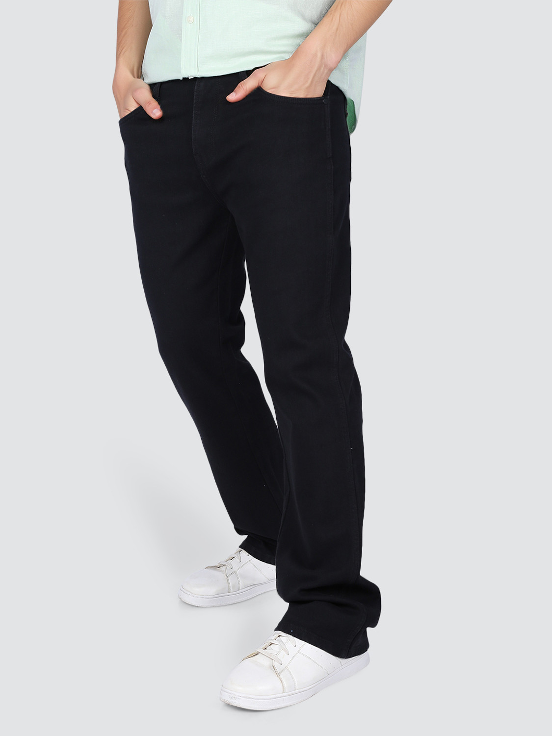 Image of Wrangler Men Slim Low Rise Black Jeans