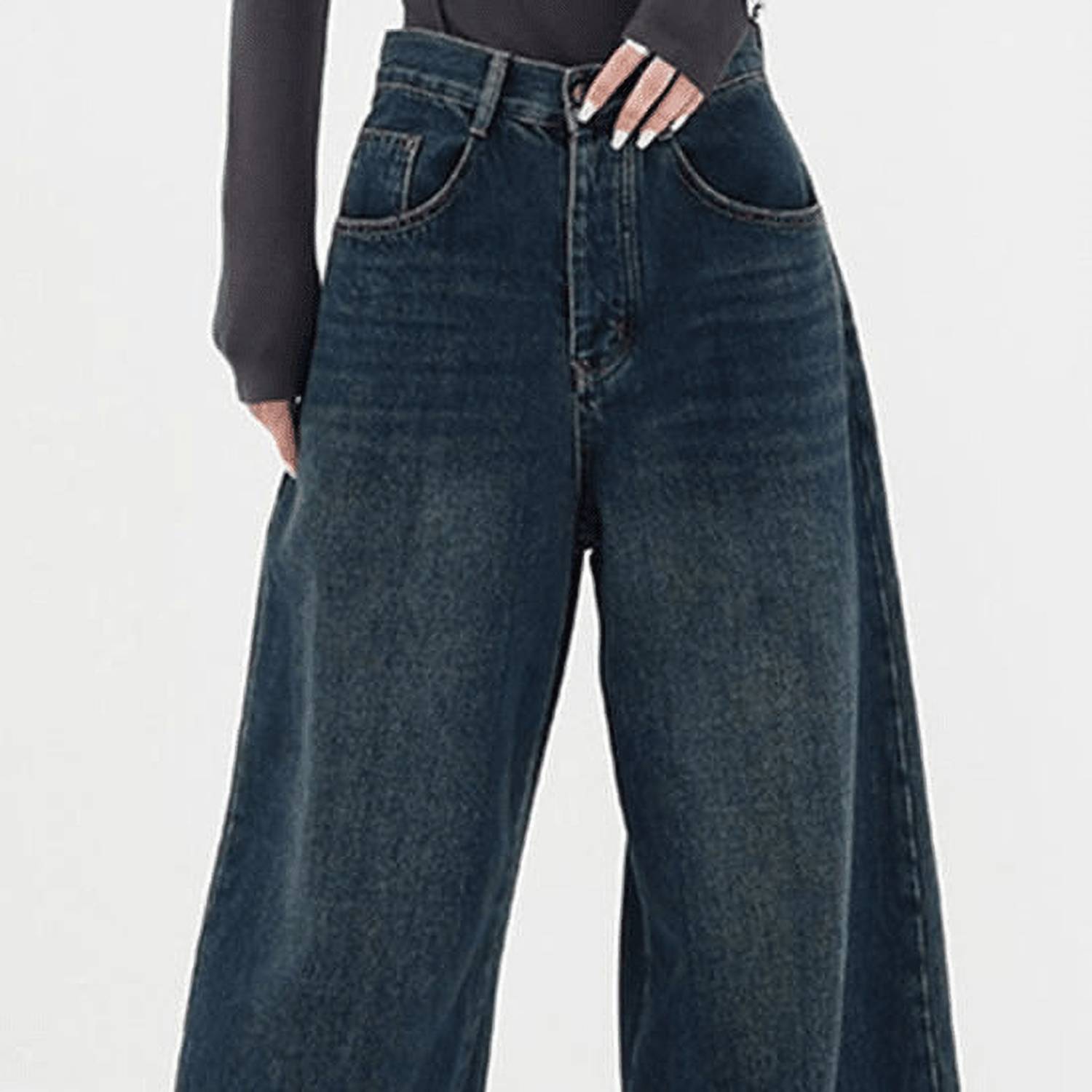 AAV2 Women Dark Blue Wide Leg Jeans - Image 4