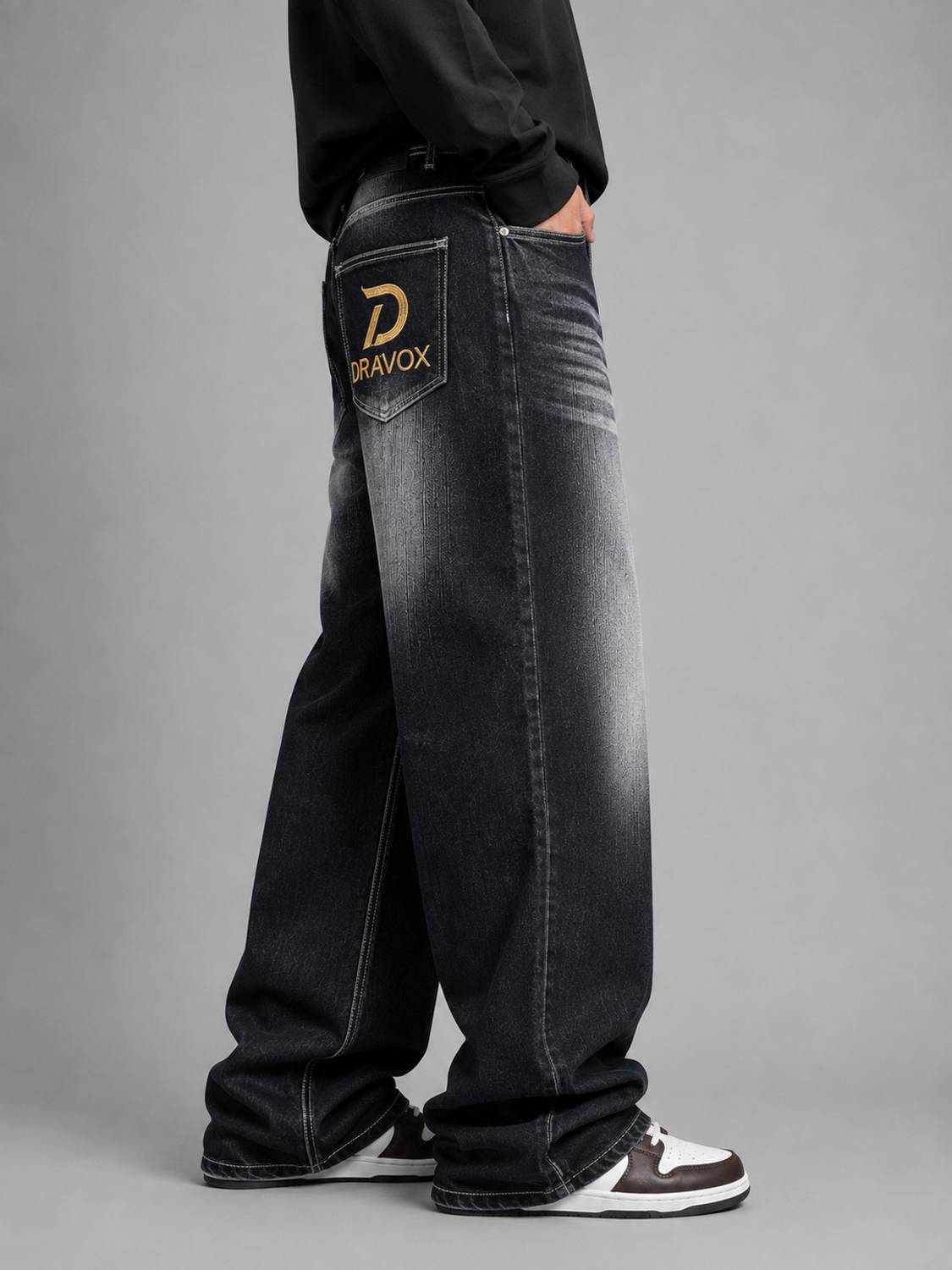 DRAVOX Loose Fit Men Black Jeans - Image 2