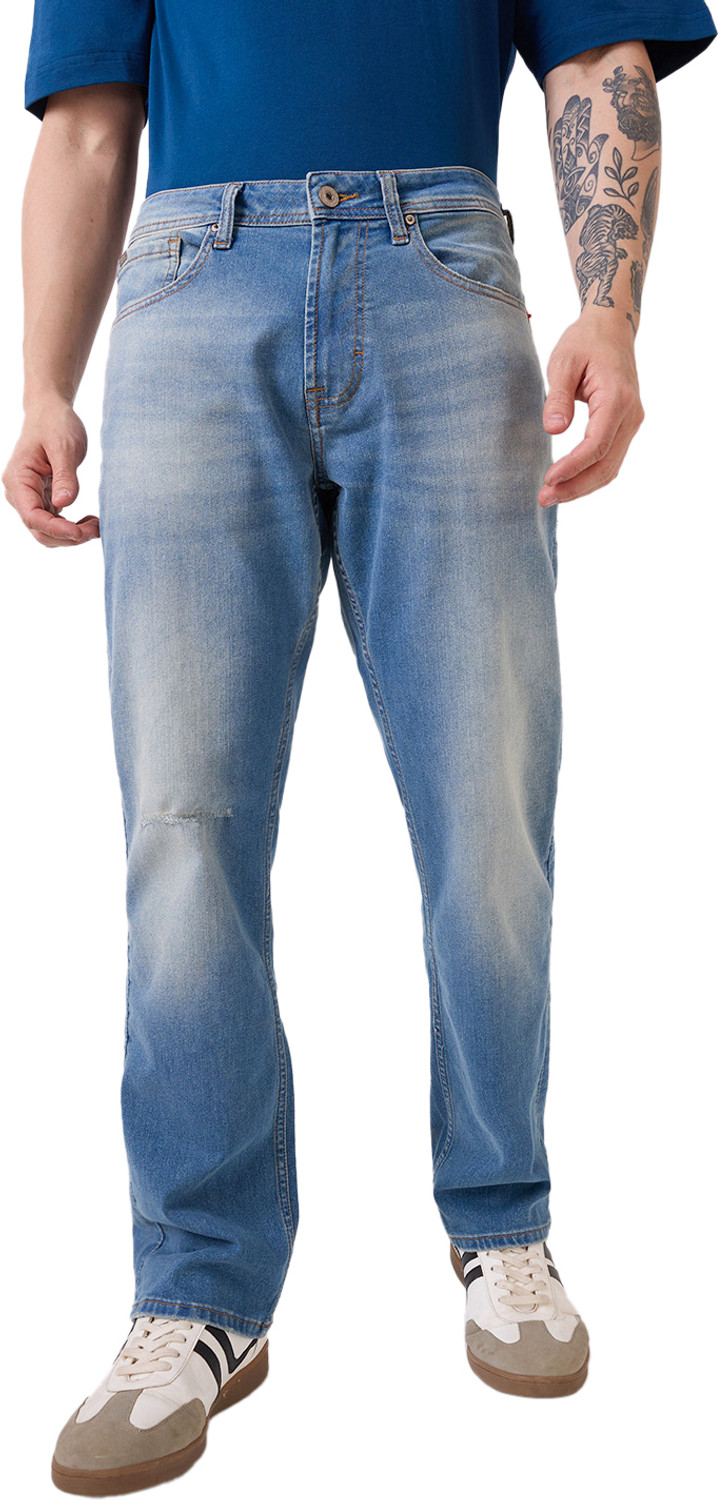 Image of Spykar Straight Fit Men Blue Jeans