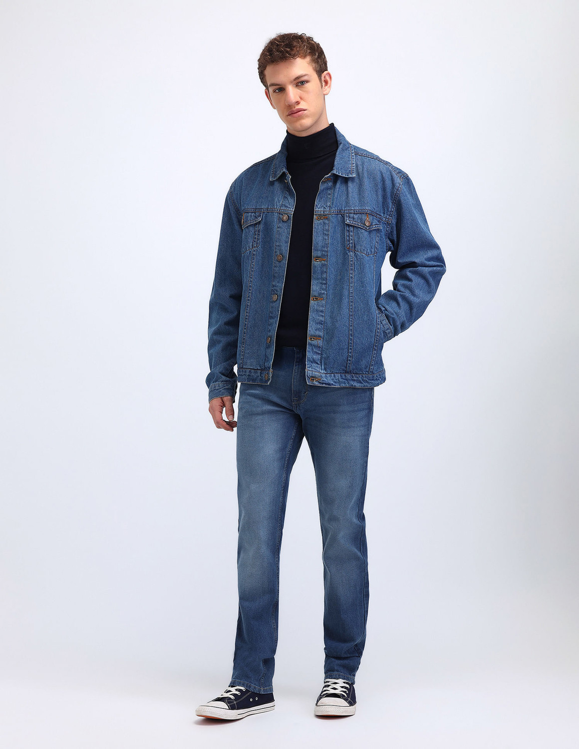 Image of FLYING MACHINE Straight Fit Men Blue Jeans