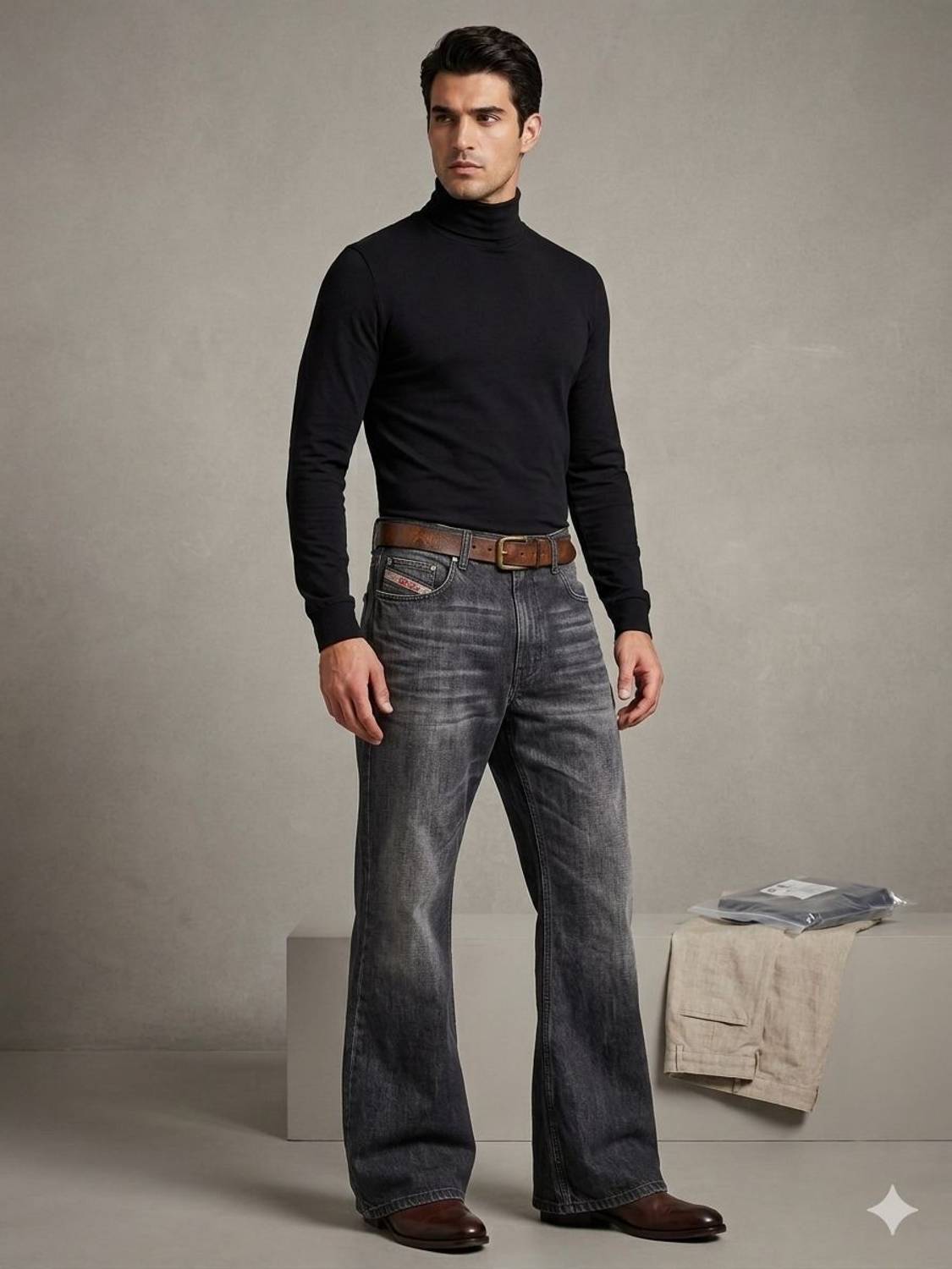 APJ Flared Men Grey Jeans
