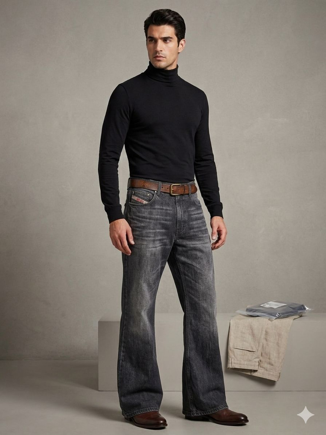 Image of APJ GARMENTS Flared Men Grey, Black Jeans