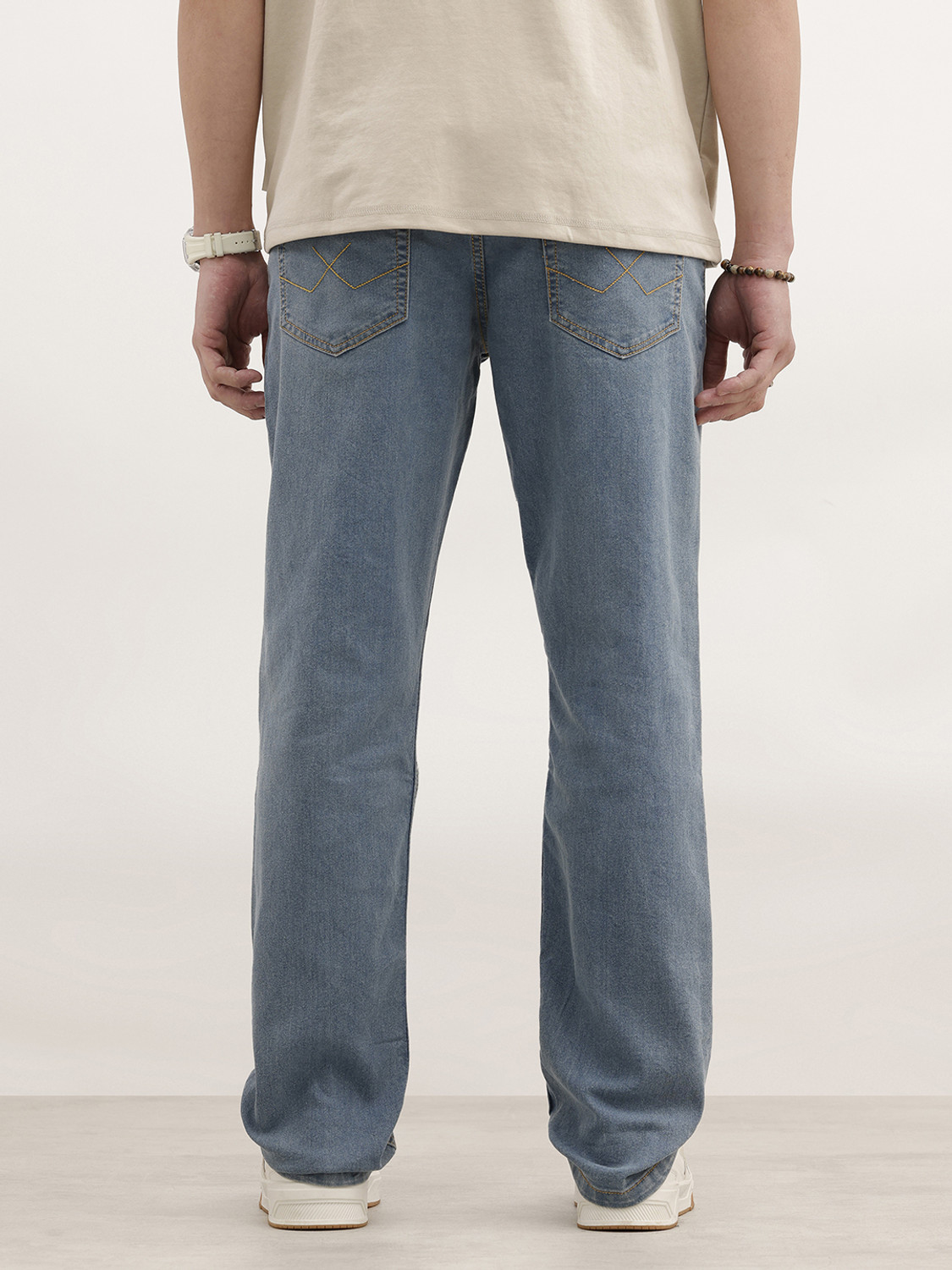 Image of WROGN Straight Fit Men Blue Jeans